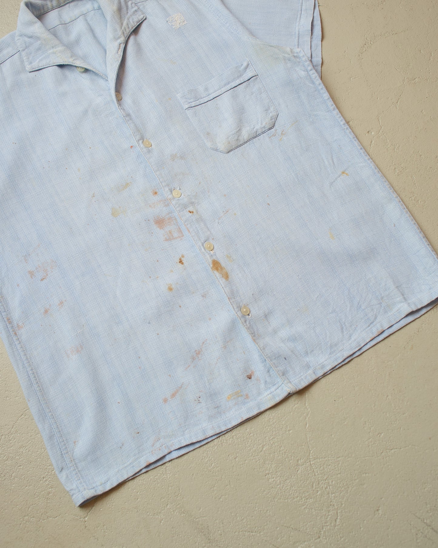 1950s/60s German Painter Short Sleeve Shirt blue - S