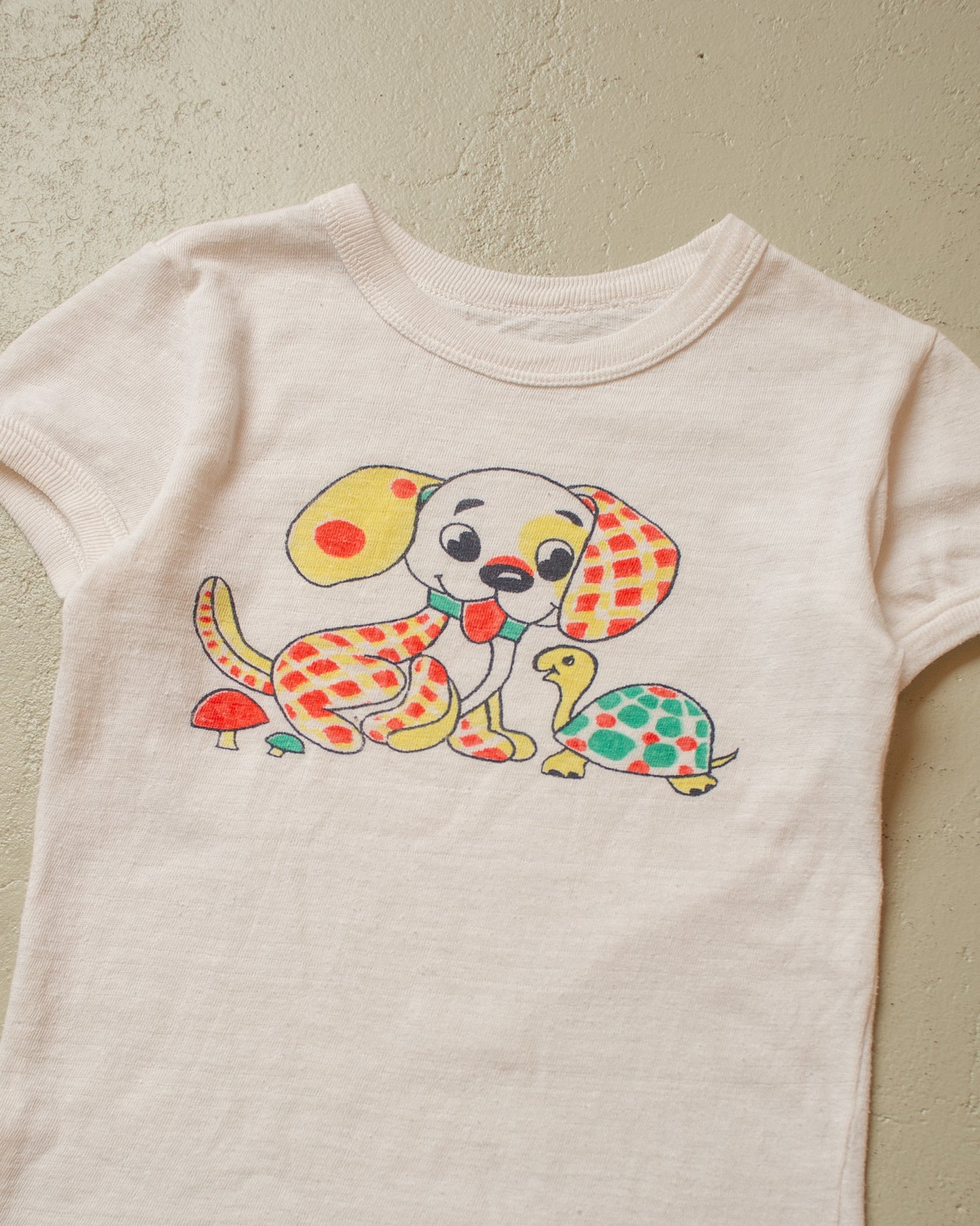 1970s Womens Dog & Turtle Baby T-shirt white - XXS/XS