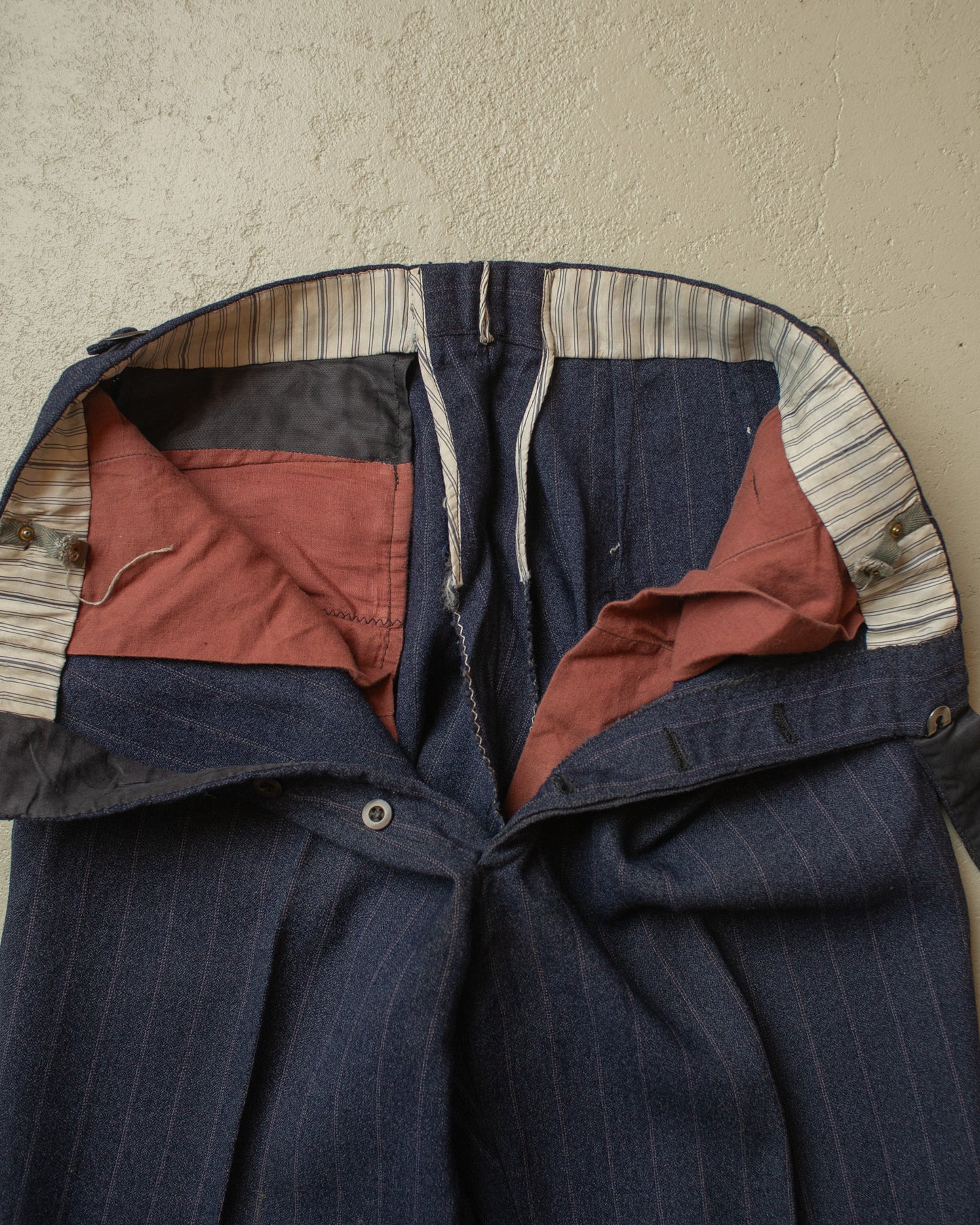 1930s/40s Womens German Pinstriped Suit Pants navyblue - W28,5 L27,5