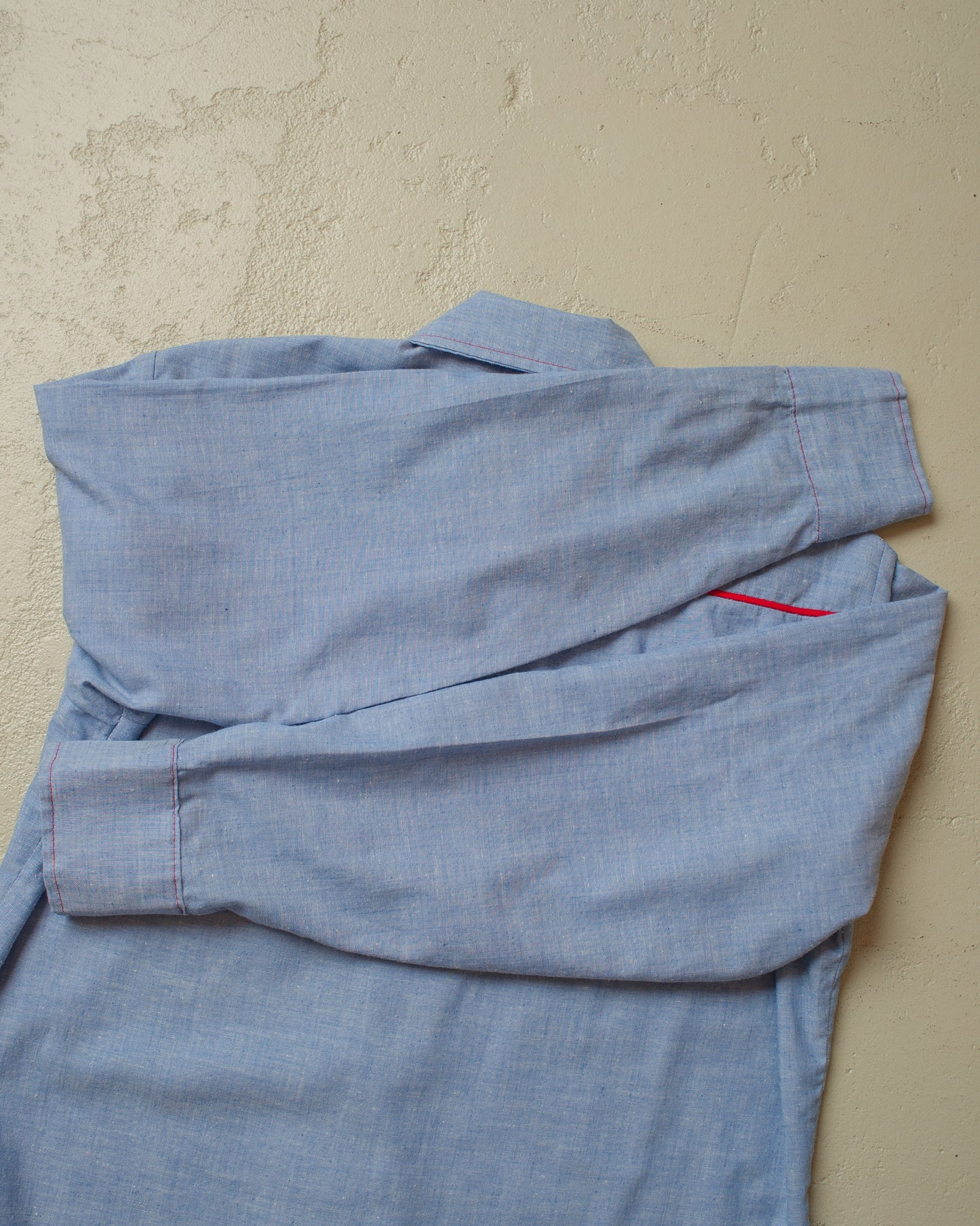 1970s Hand Embroidered Pearl Snap Shirt blue - L