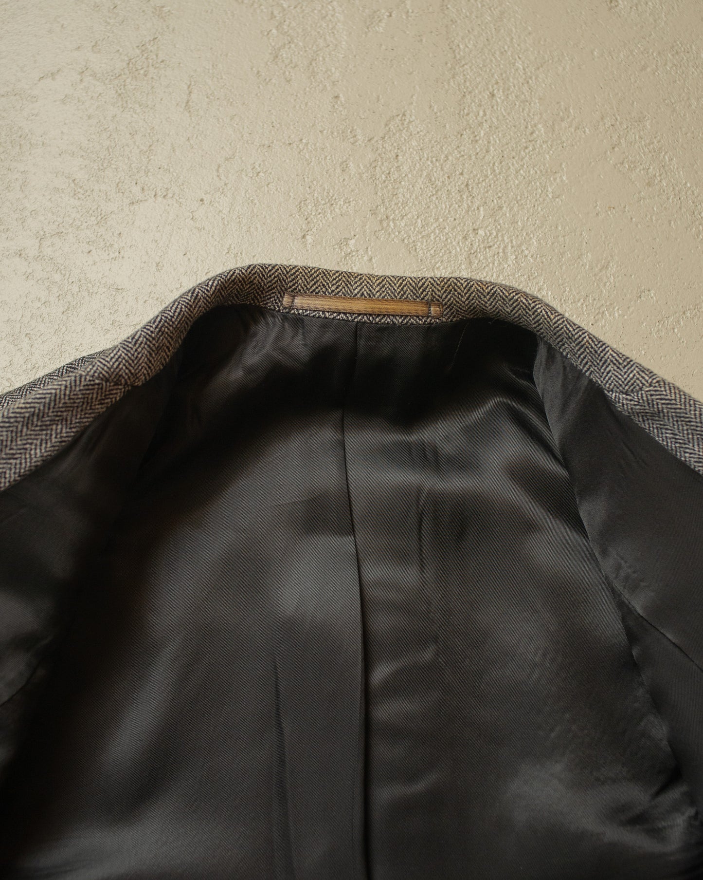 1940s German Herringbone Wool Suit Jacket grey - L/XL