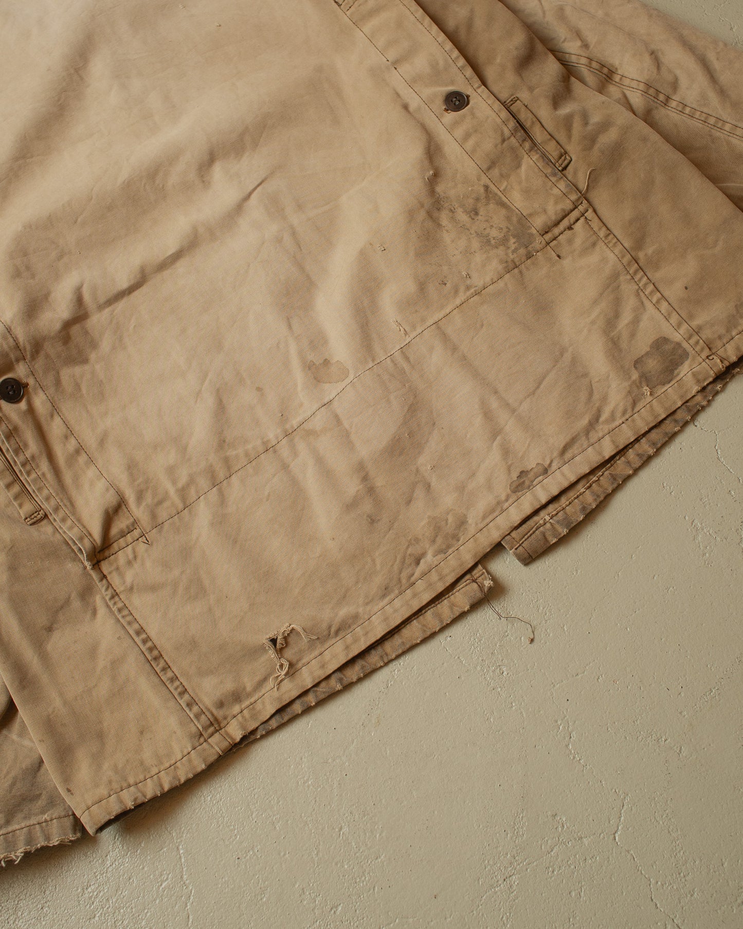 1950s/60s French distressed Canvas Jacket beige - L/XL