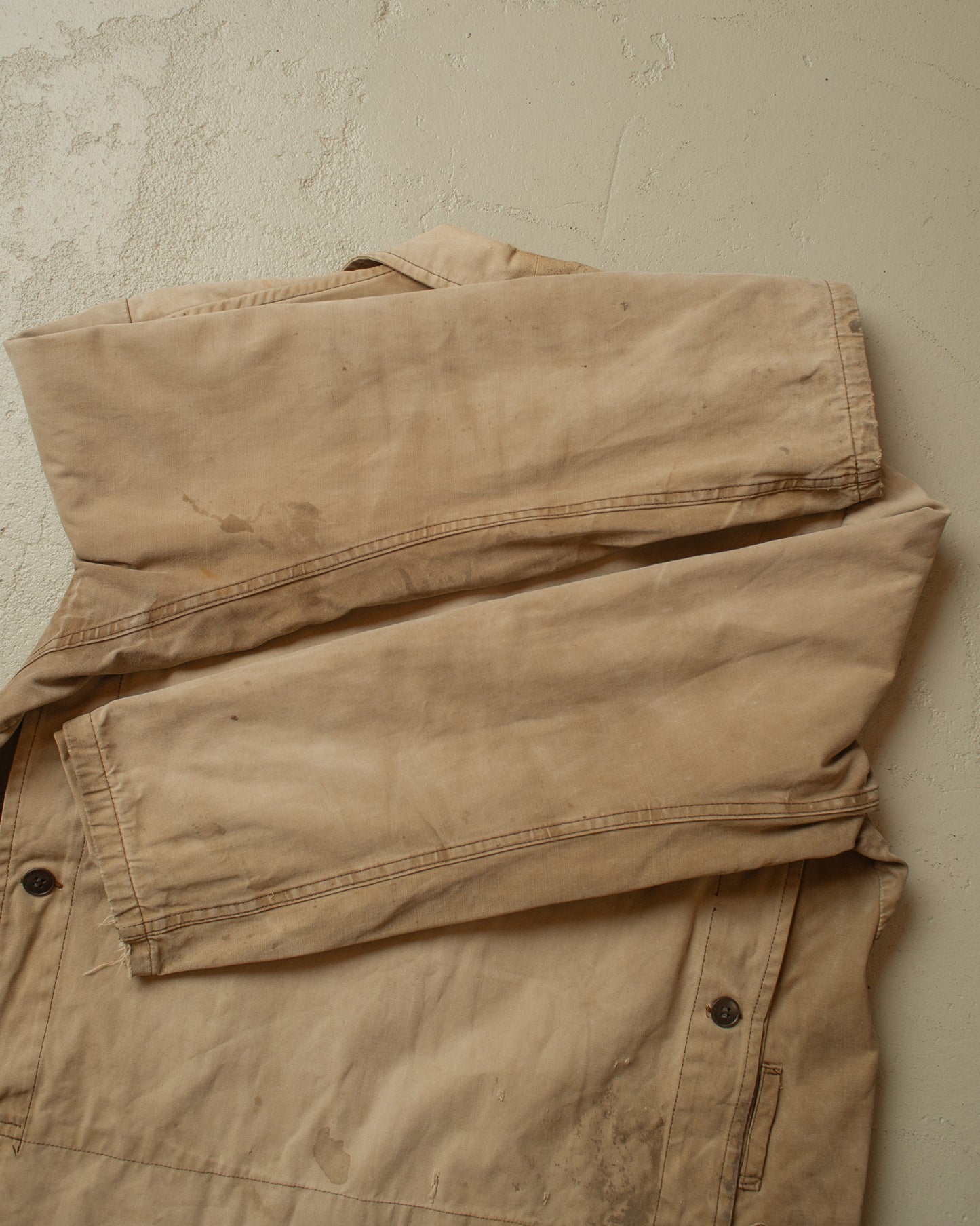 1950s/60s French distressed Canvas Jacket beige - L/XL