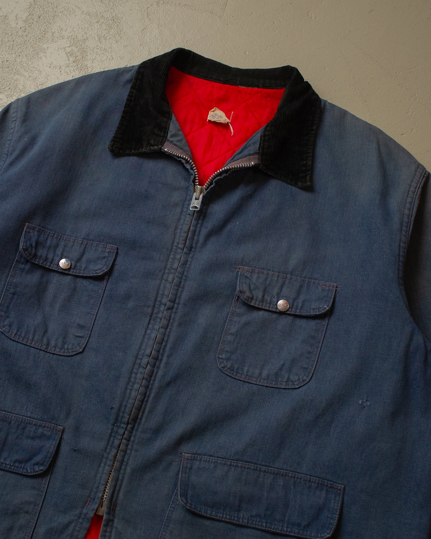 60s/70s Sears Denim Workwear Jacket faded blue - XXL