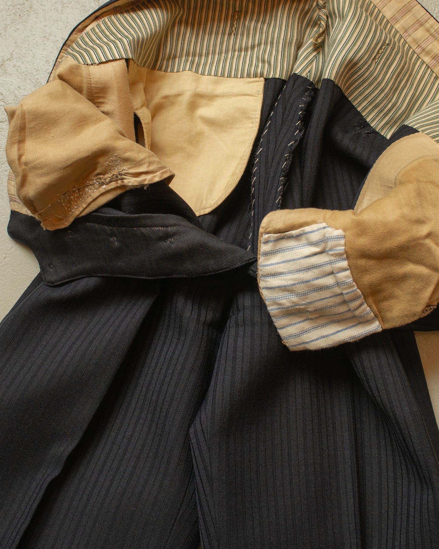 1930s/40s German Fishtail striped Morning Suit Pants black - W33/34 L27