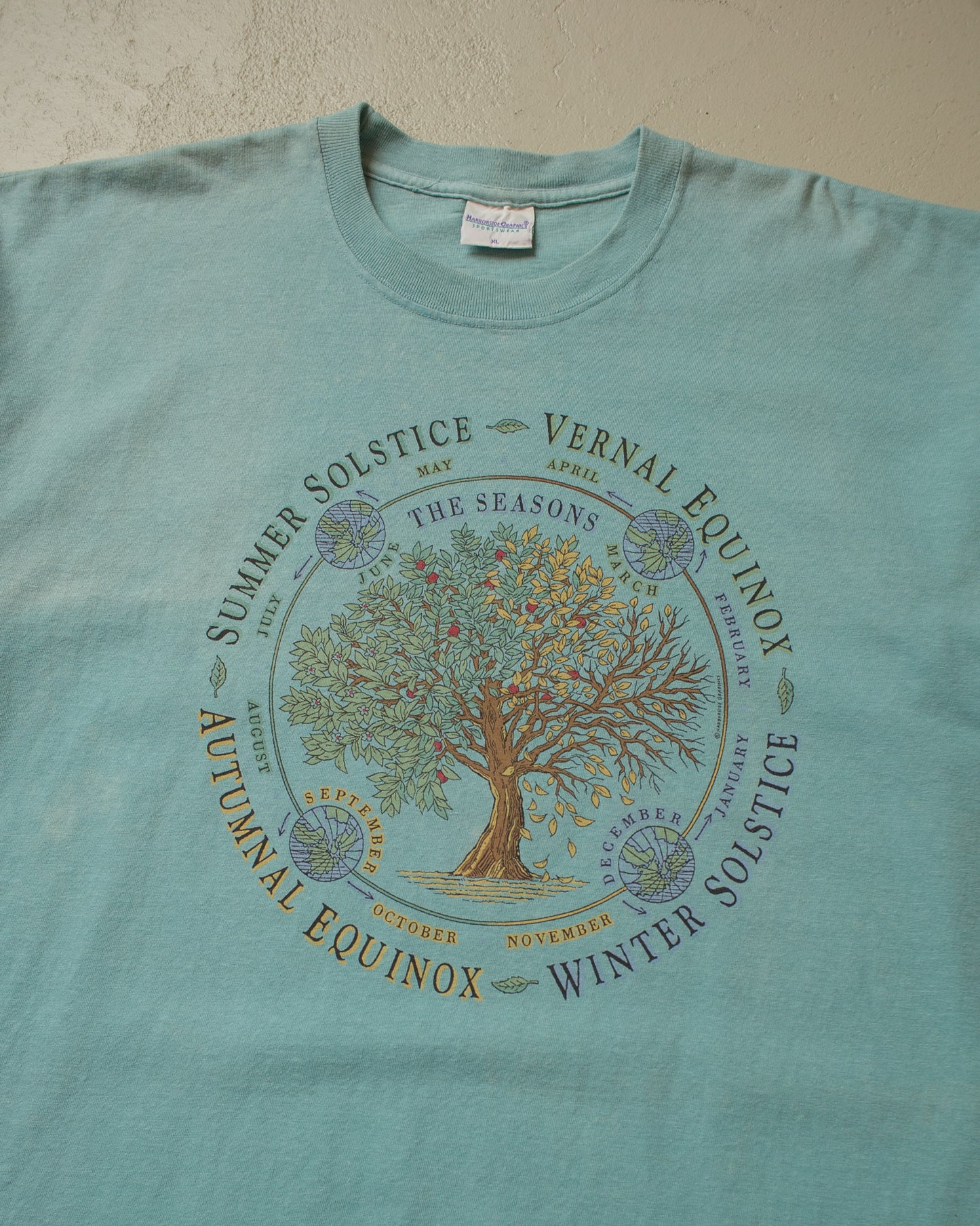 1990s Faded The Seasons T-shirt turquoise - XXL/XXXL