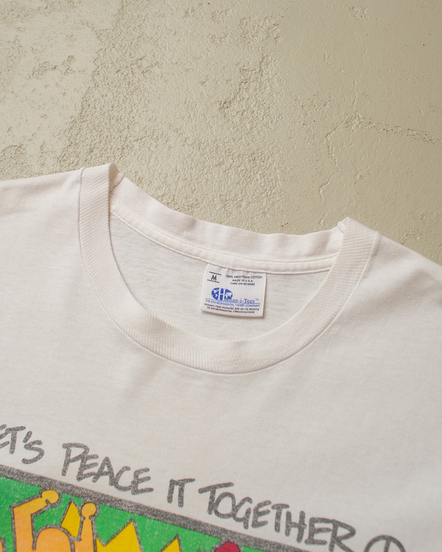 1993 Human-i-Tees "Lets Peace it together" T-shirt white - M