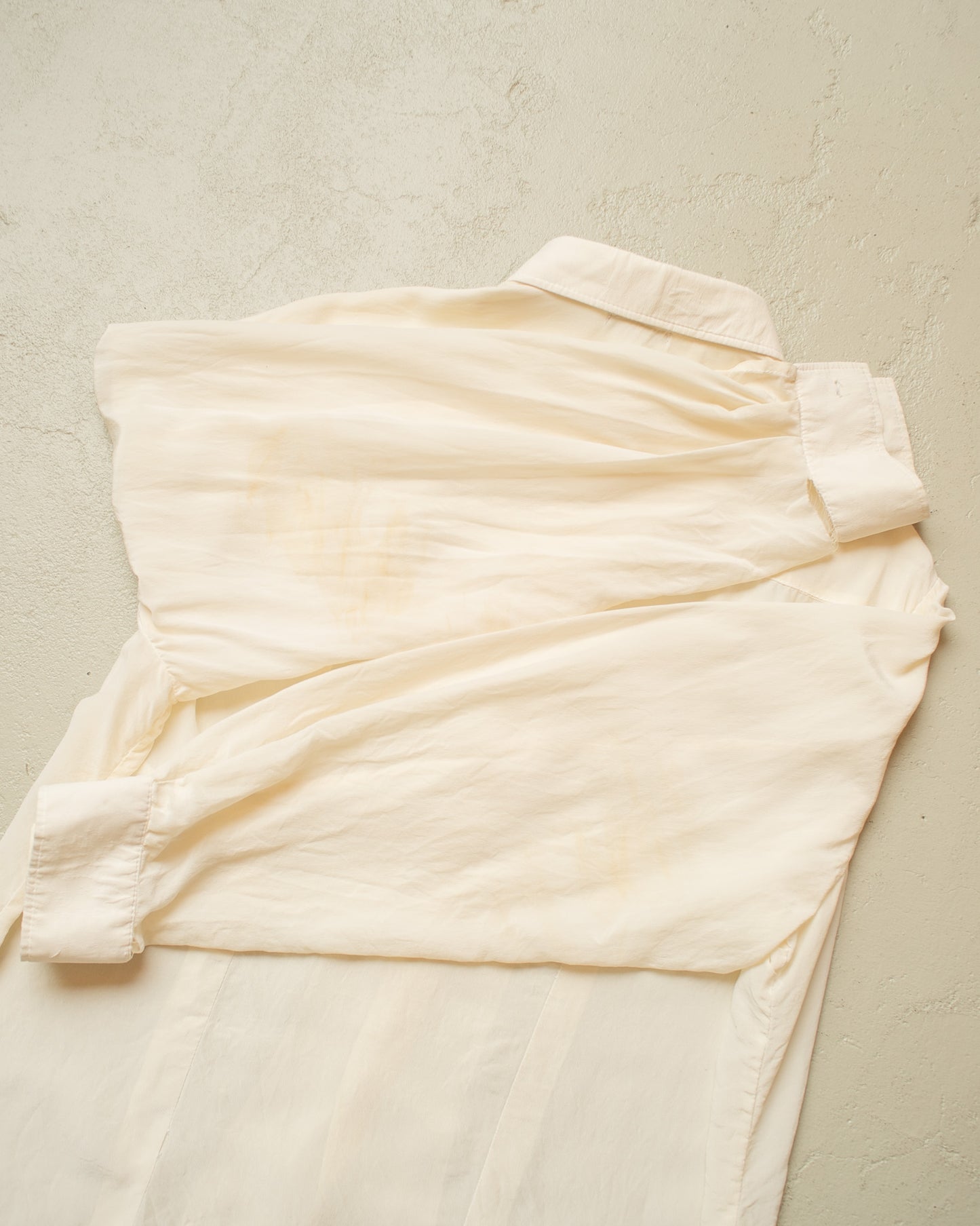 1940s thrashed German Silk Dress Shirt white - L/XL