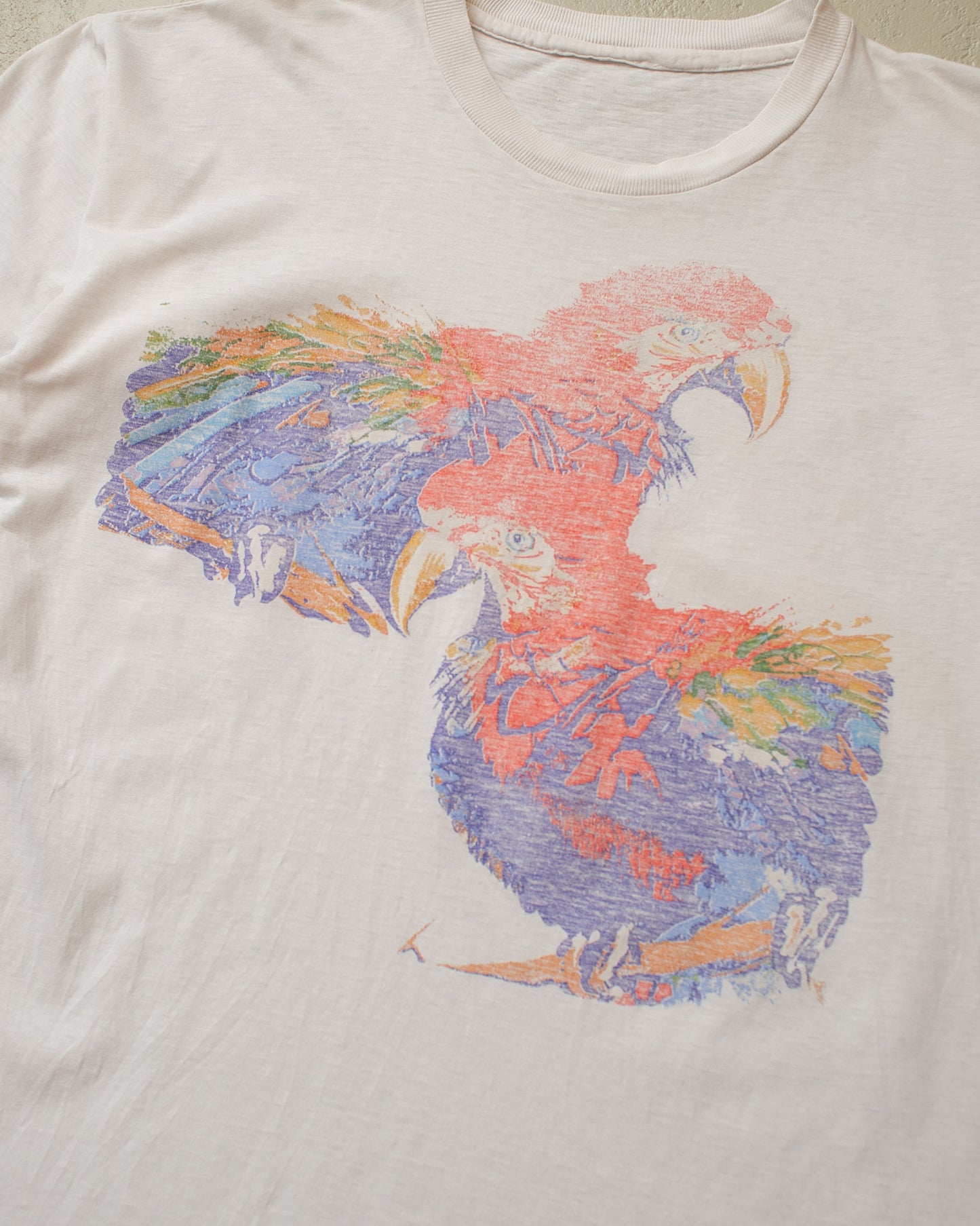1980s Faded Parrot T-shirt white - M