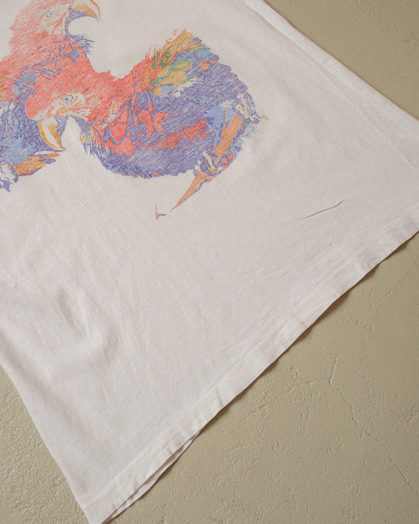 1980s Faded Parrot T-shirt white - M