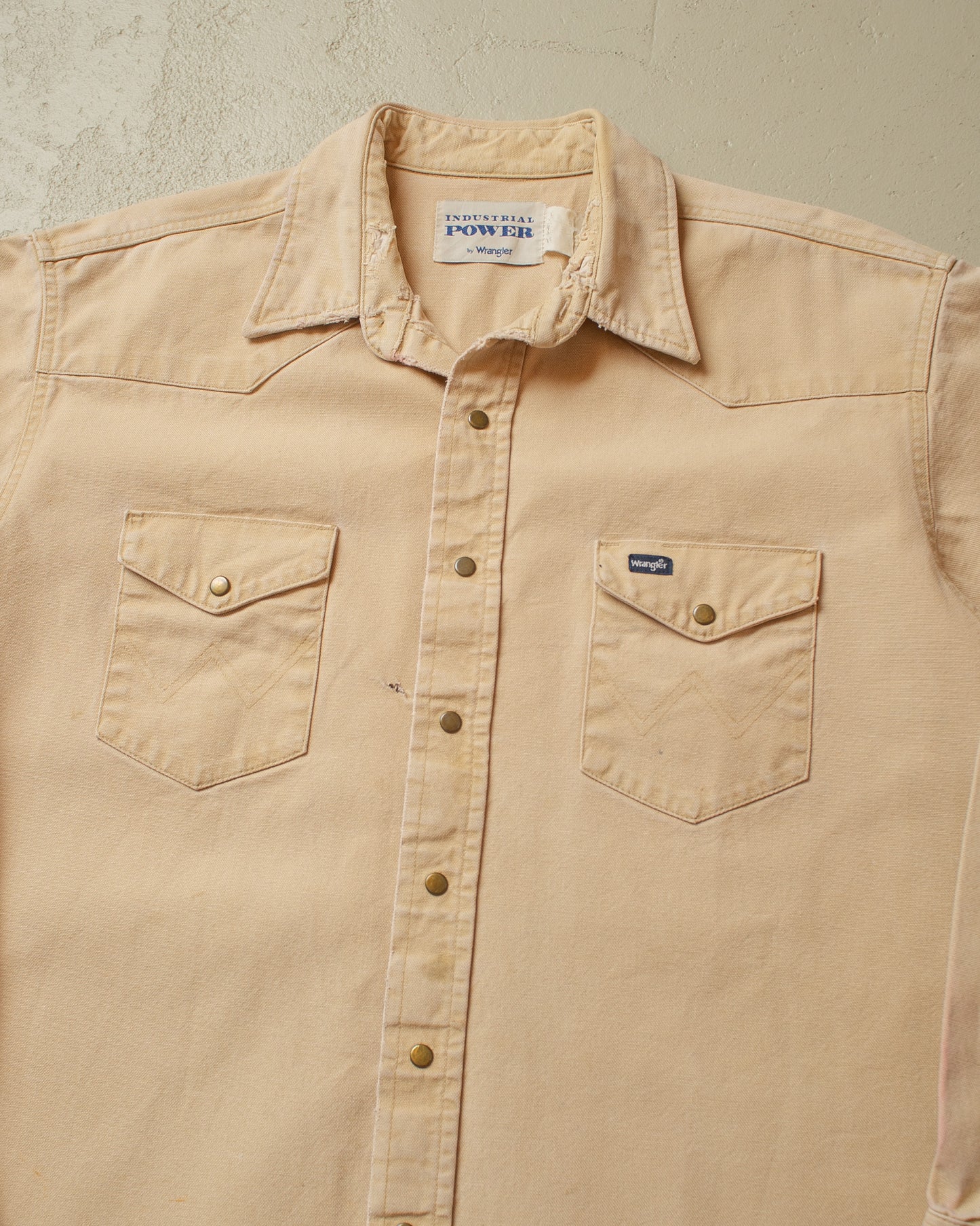 1980s/90s distressed Wrangler Canvas Workwear Shirt beige - XXL