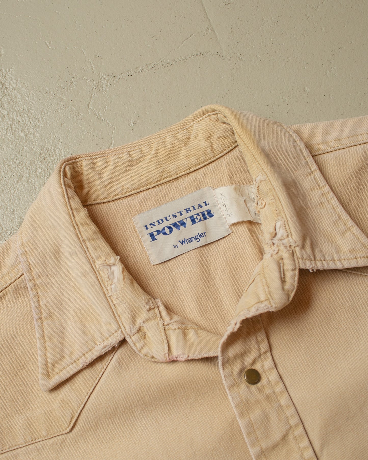 1980s/90s distressed Wrangler Canvas Workwear Shirt beige - XXL
