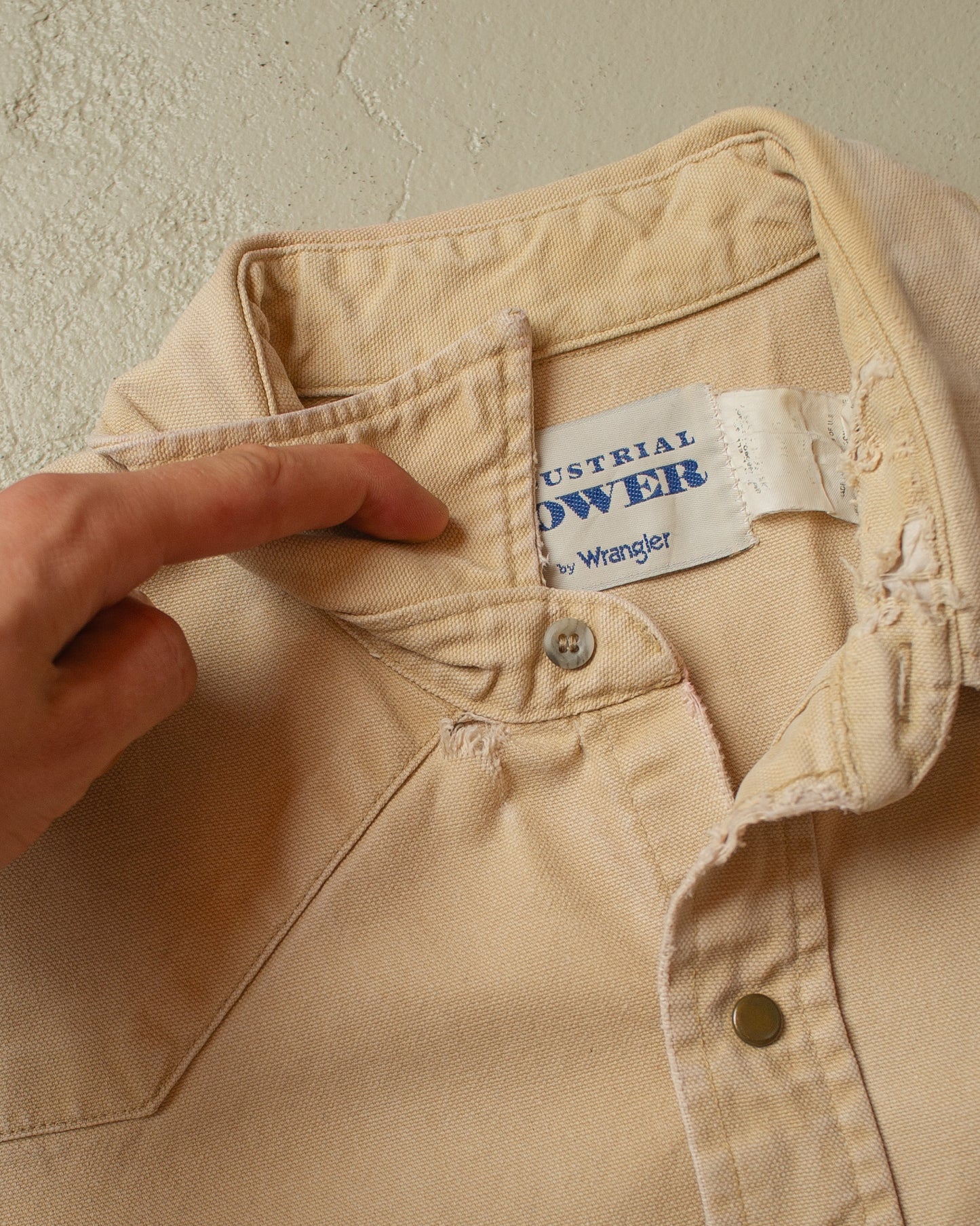 1980s/90s distressed Wrangler Canvas Workwear Shirt beige - XXL