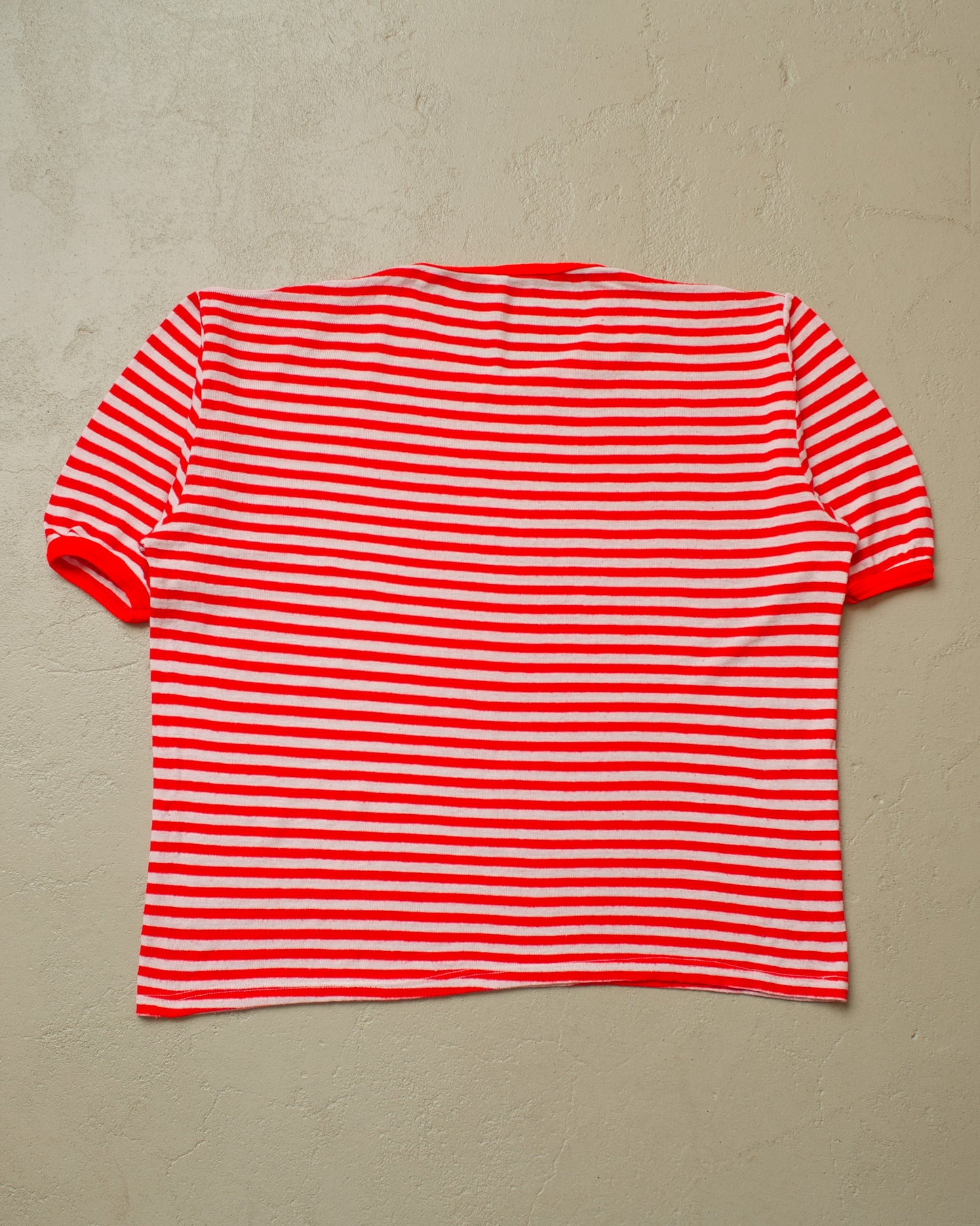 1970s striped Knit Ringer T-shirt red - L/XL
