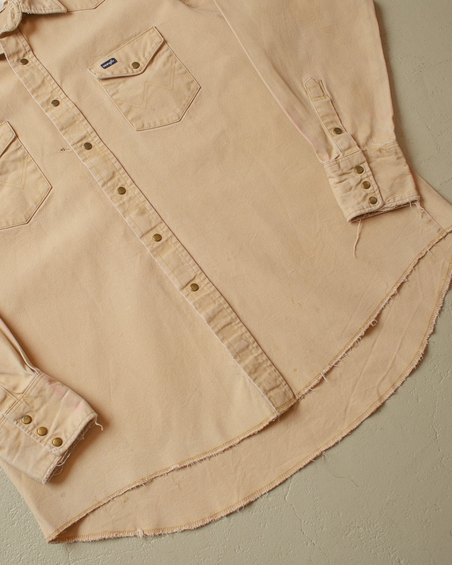 1980s/90s distressed Wrangler Canvas Workwear Shirt beige - XXL