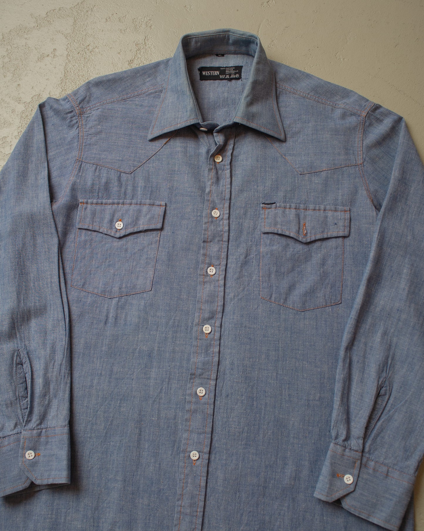 1970s/80s Western Cotton Shirt blue - L