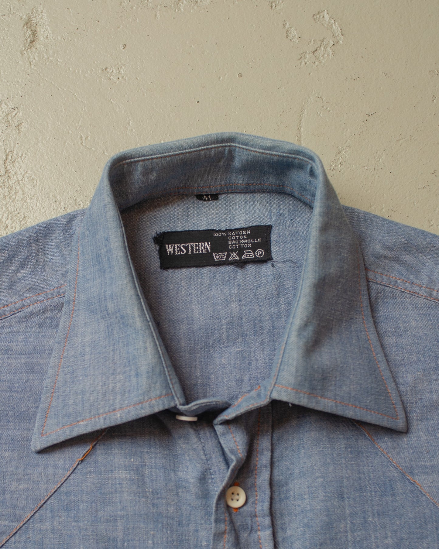 1970s/80s Western Cotton Shirt blue - L