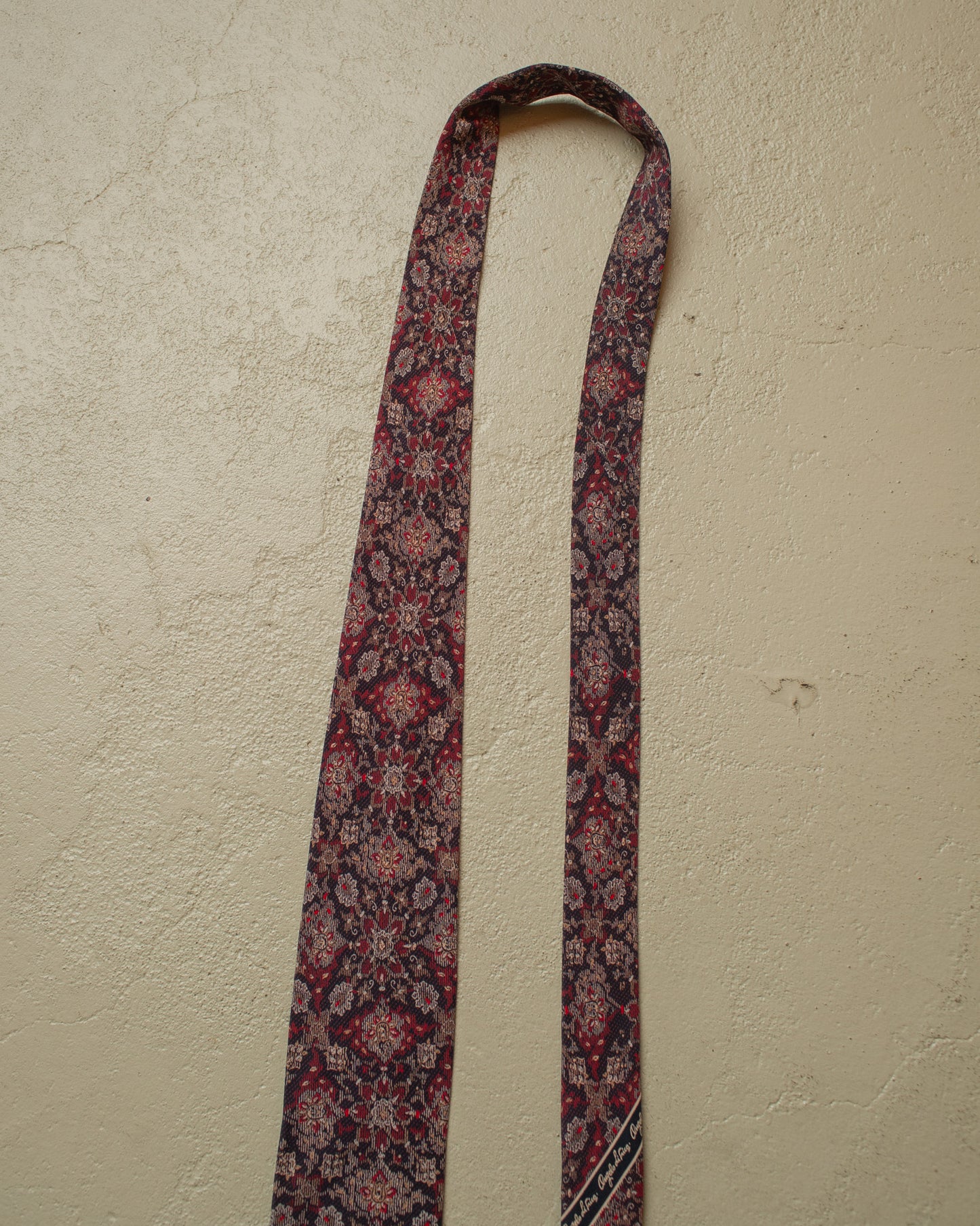 1980s Angelo Litrico Pattern Silk Tie navyblue