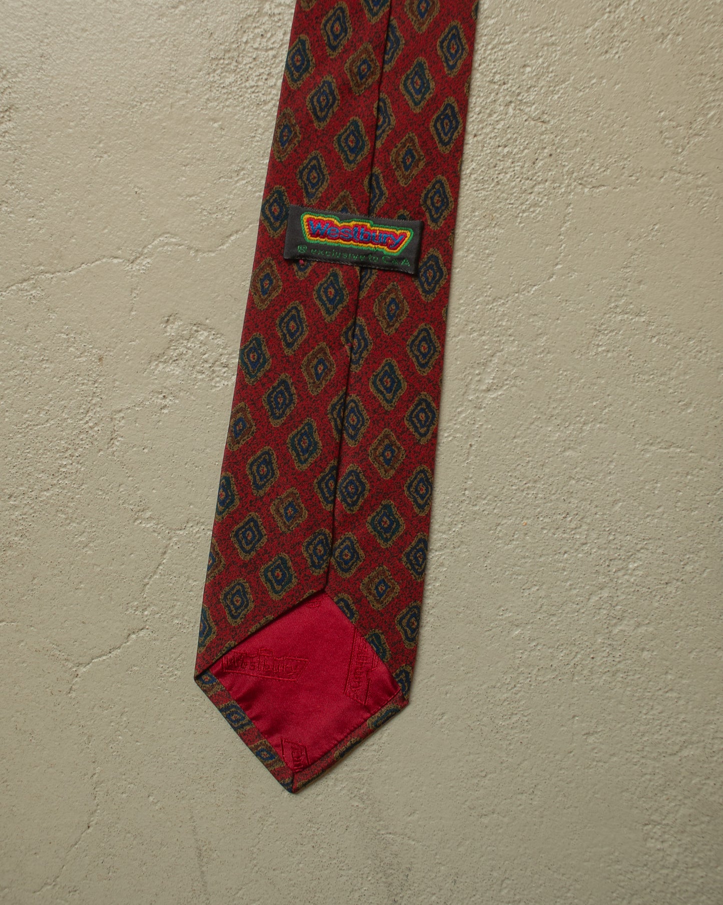 1980s Westbury Pattern Silk Tie burgundy