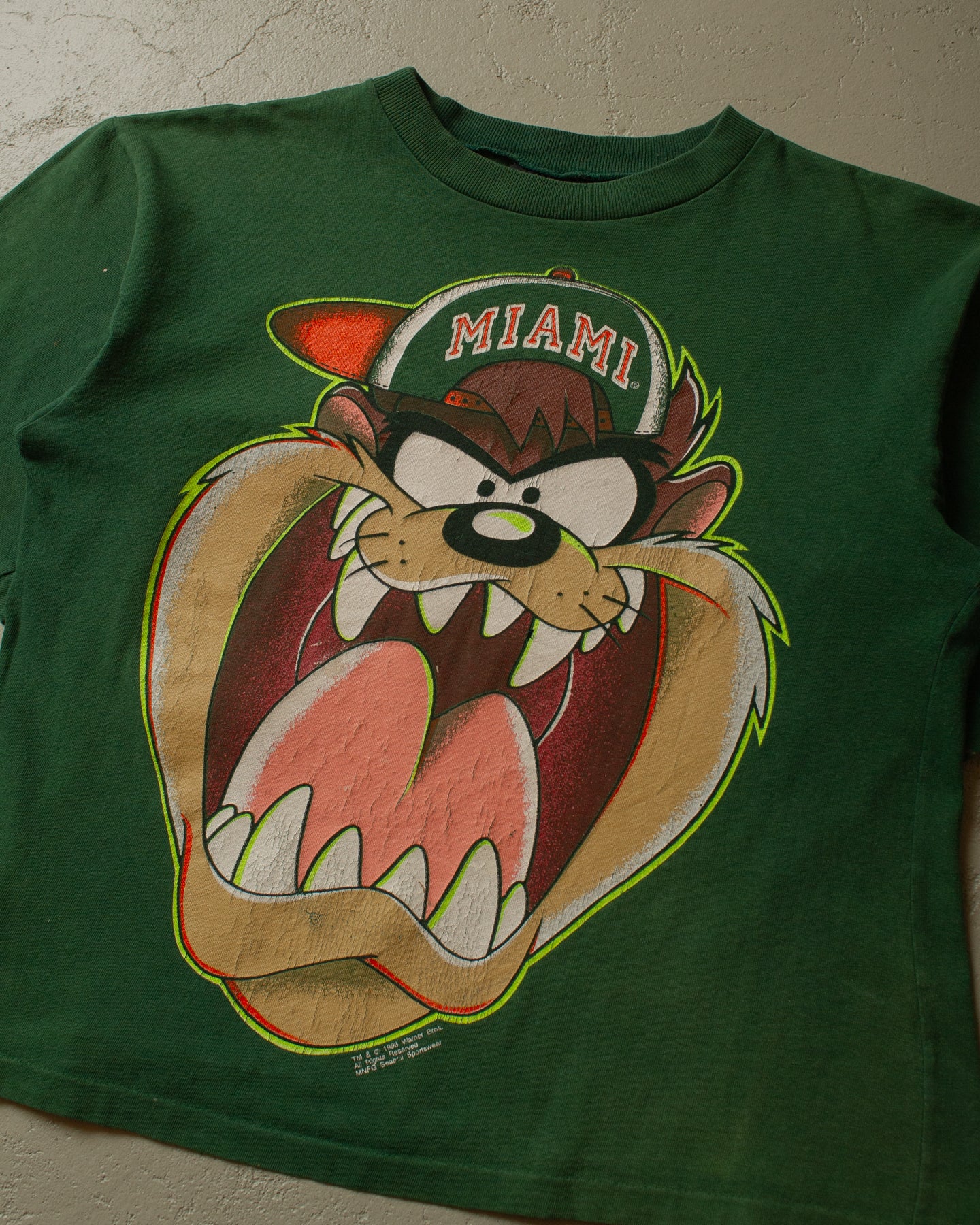 90s stained Tazmanian Devil T-shirt green - S/M