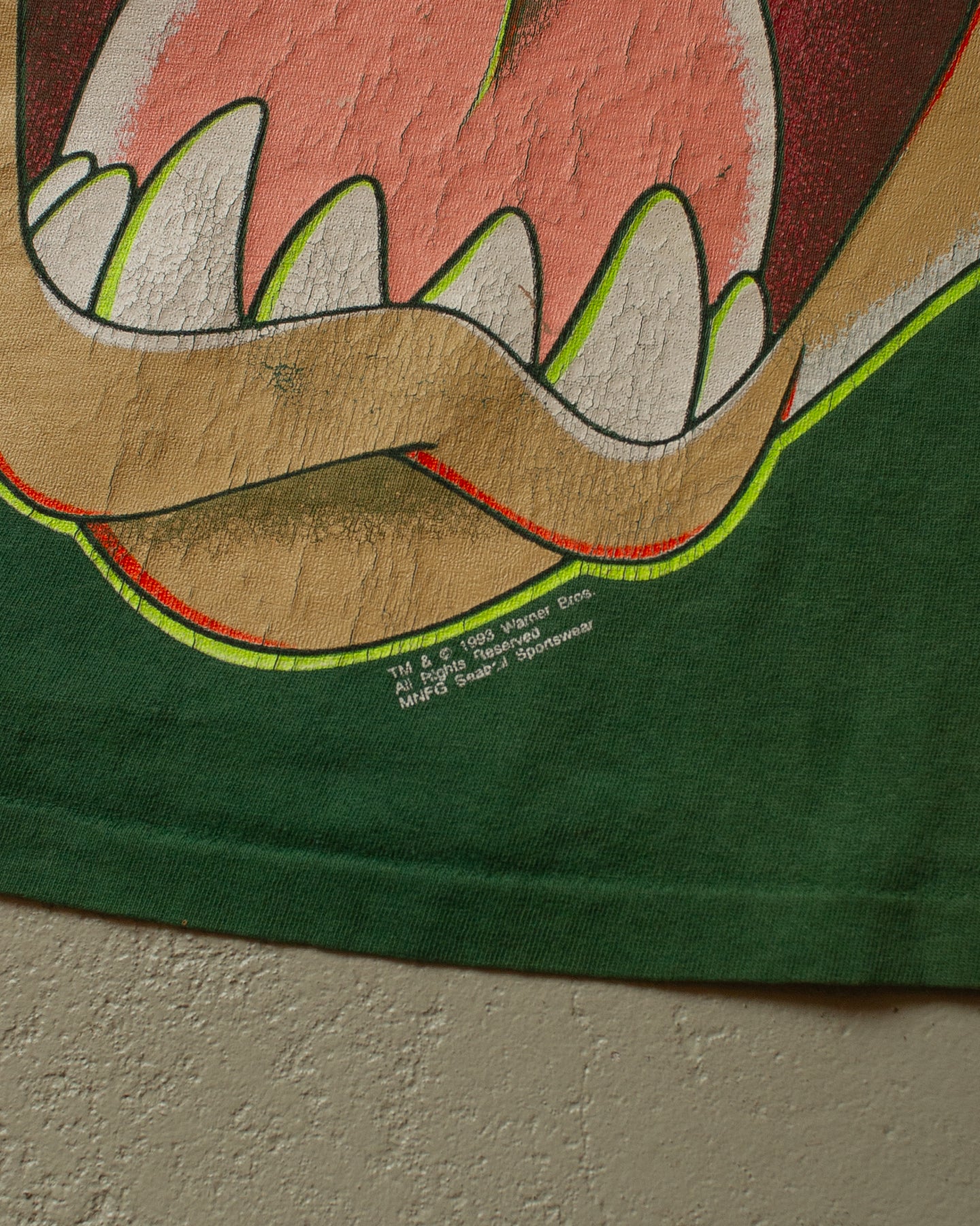 90s stained Tazmanian Devil T-shirt green - S/M