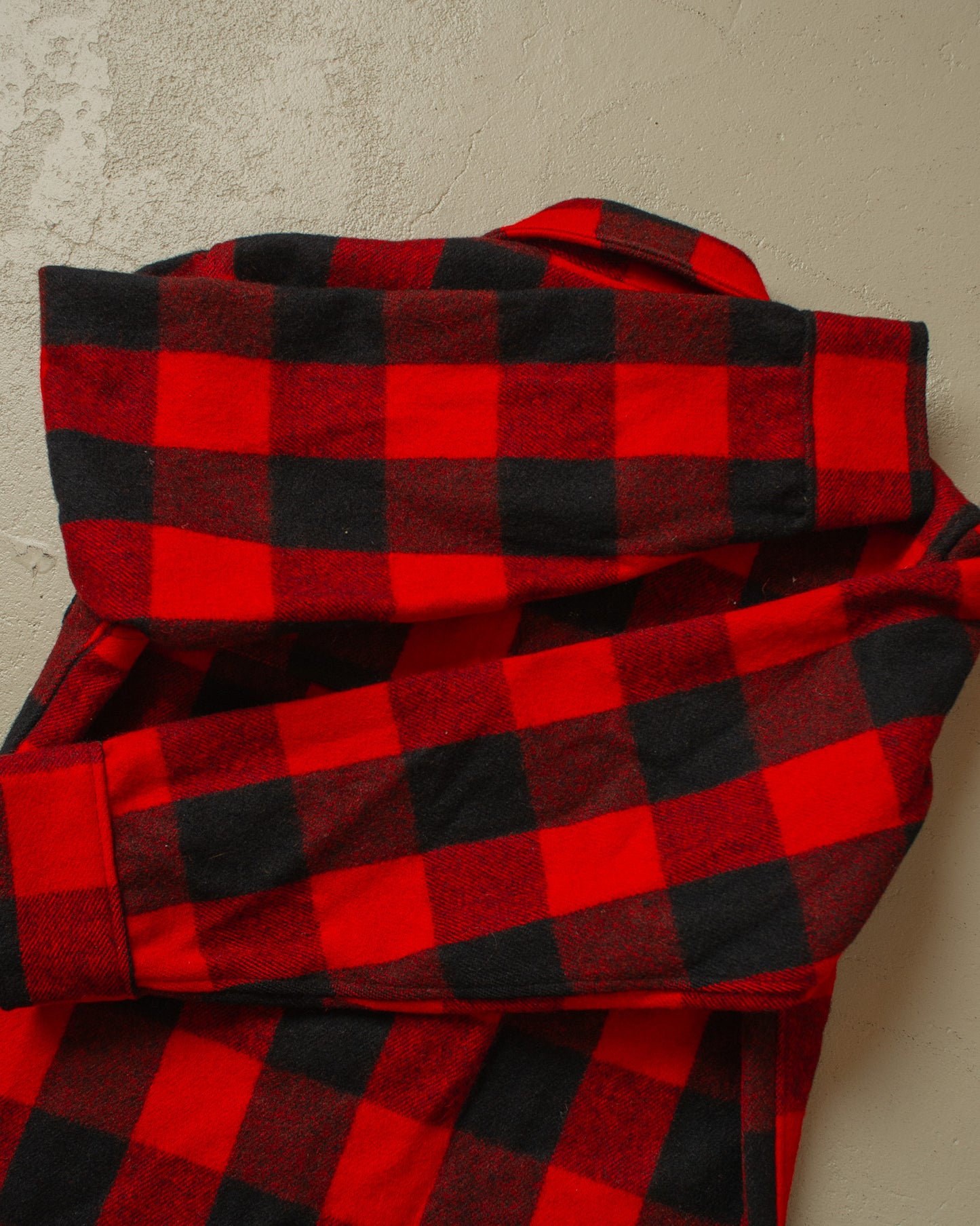 1960s Swanndri Wool Buffalo Plaid Shirt Jacket red/black - L