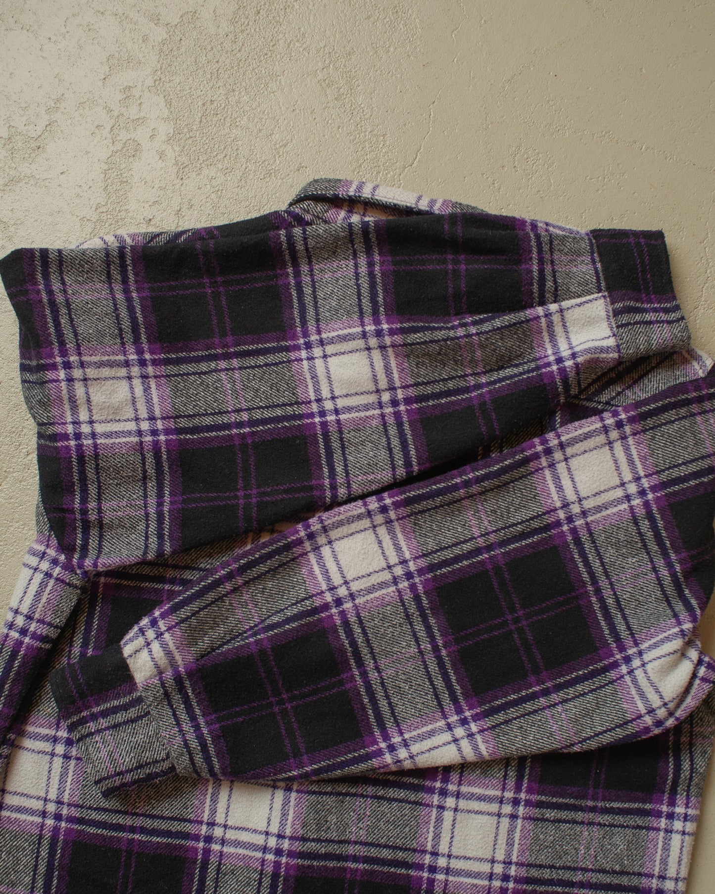 1970s checkered Flannel Shirt purple - XL