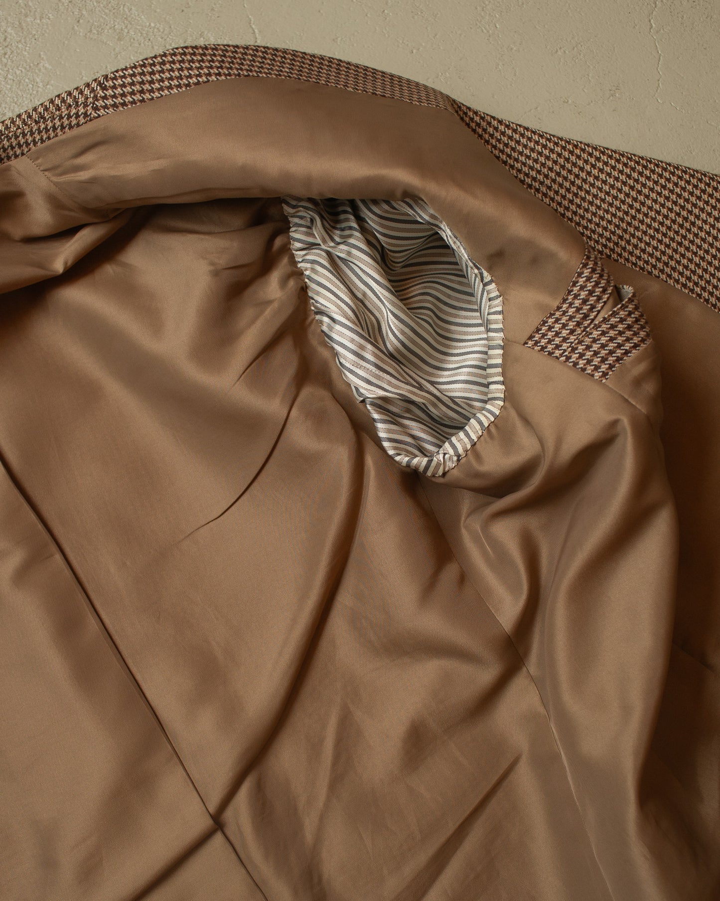 1950s/60s German Glen Plaid Wool Suit Jacket brown - L/XL