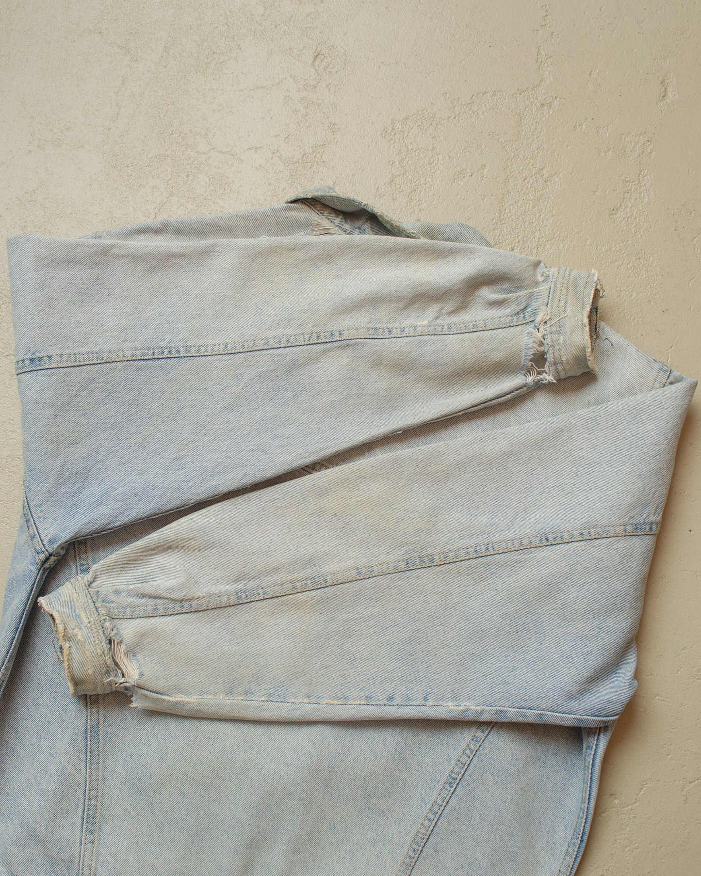 1980s Euro distressed Denim Jacket blue - L/XL