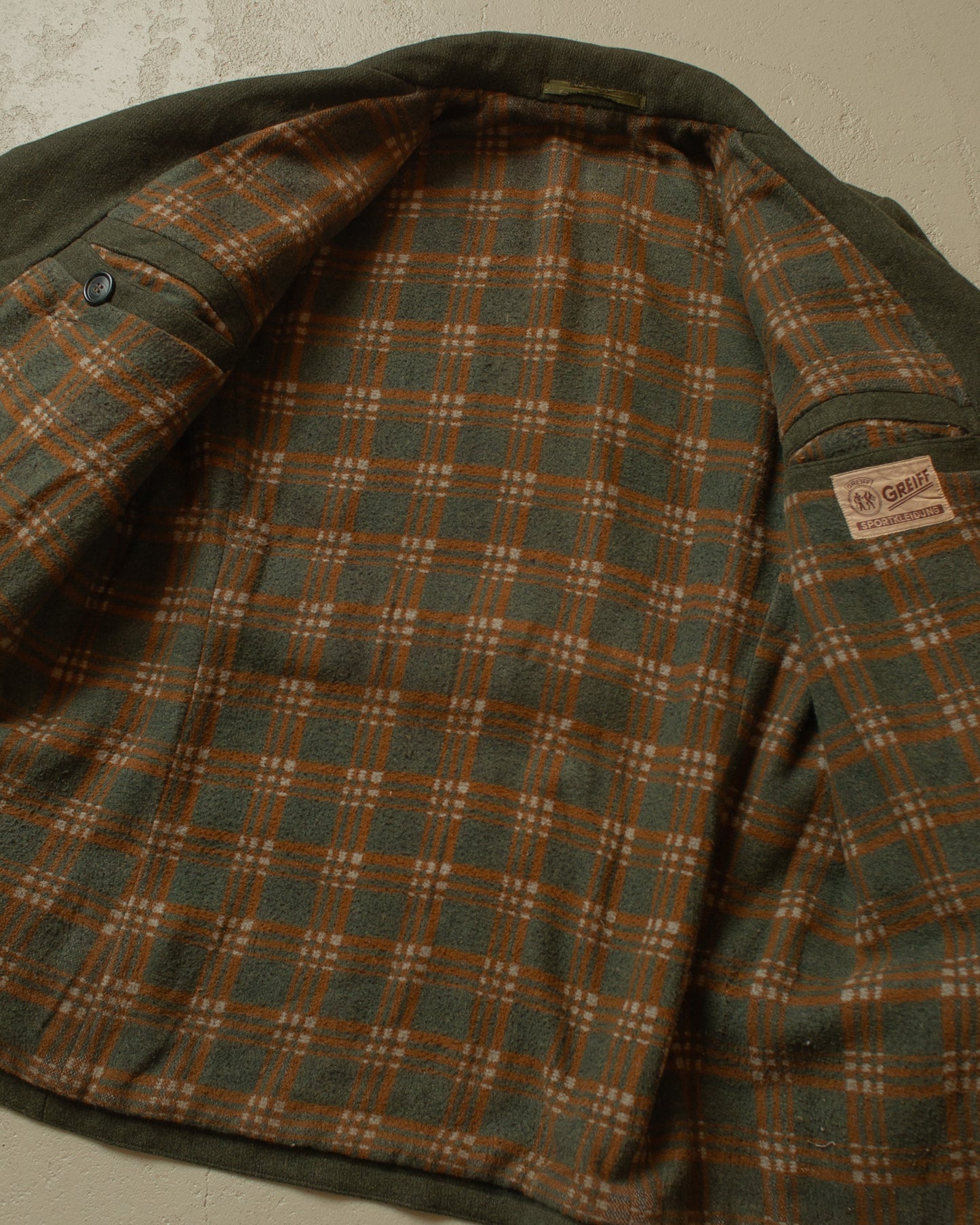 1950s German Half Belted Wool Sports Coat green - L