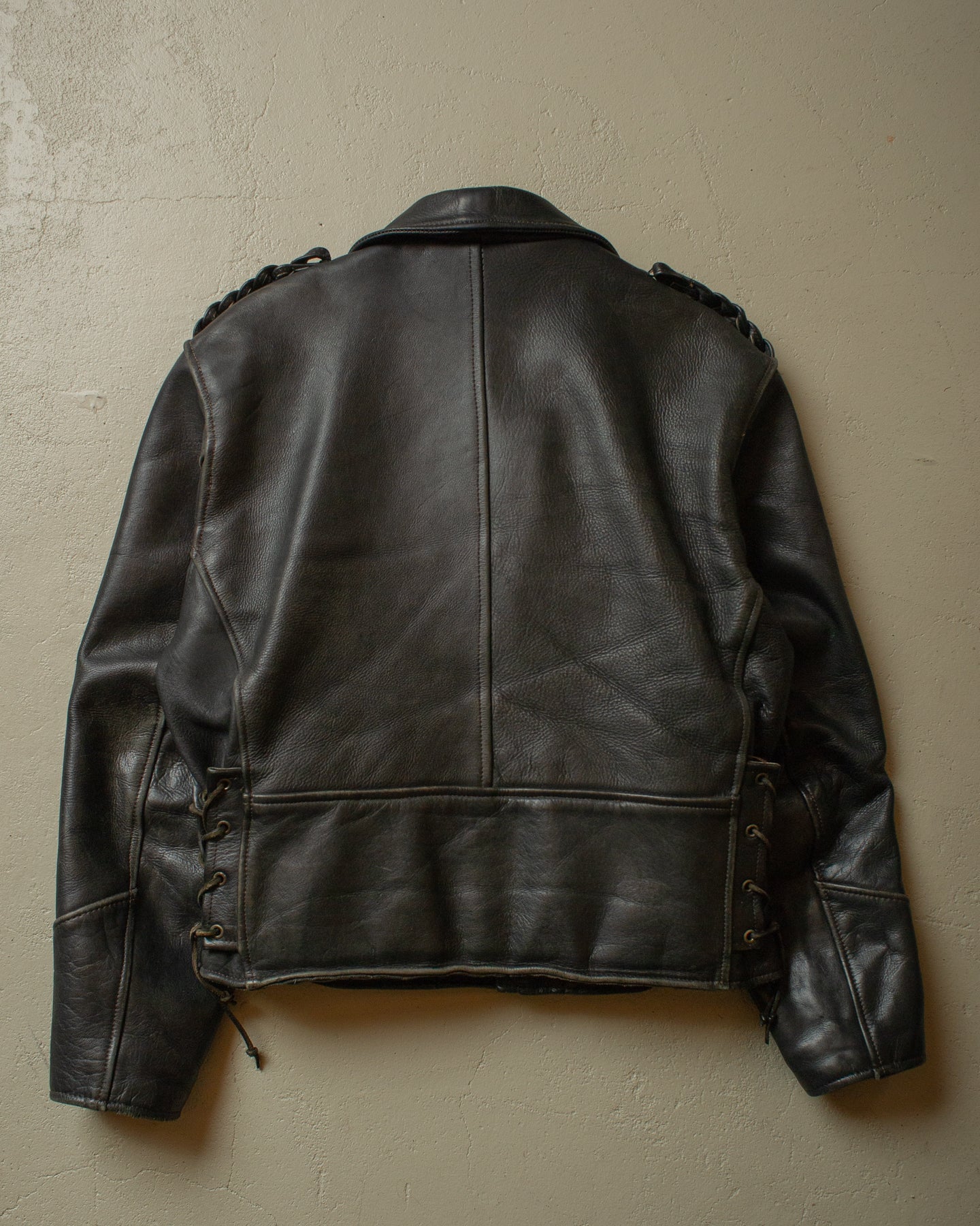 1980s Biker Leather Jacket black - L