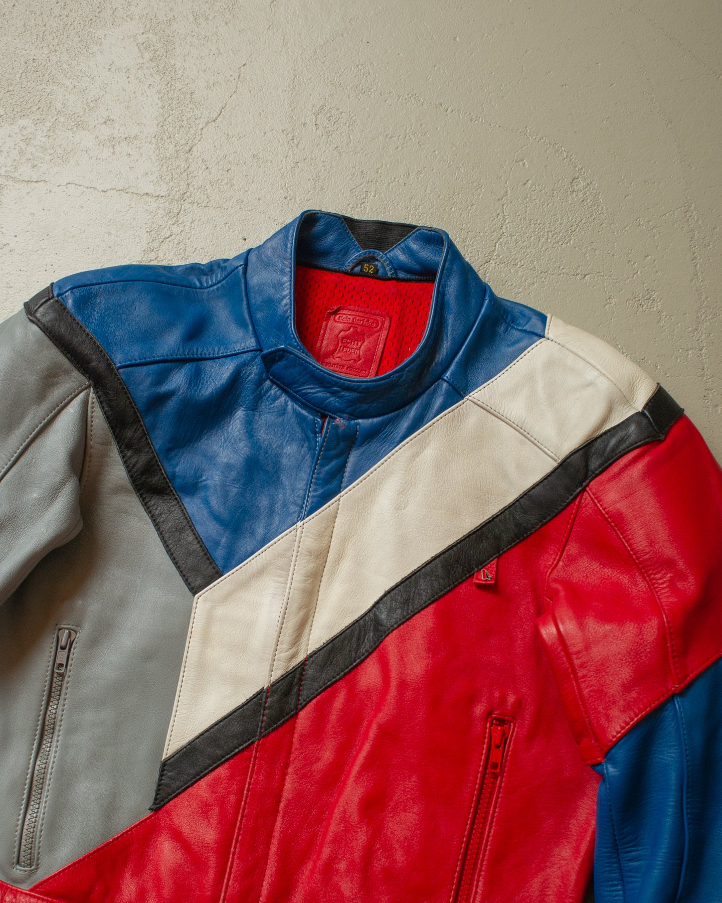 1980s Hein Gericke Colorblock Moto Leather Jacket multi - M/L