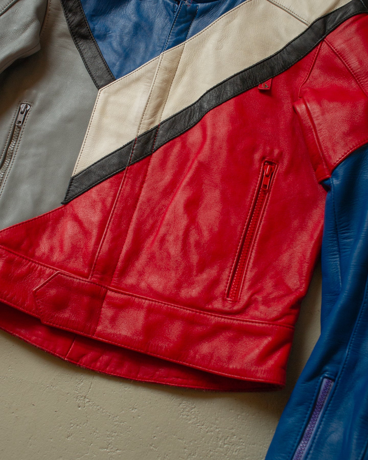 1980s Hein Gericke Colorblock Moto Leather Jacket multi - M/L