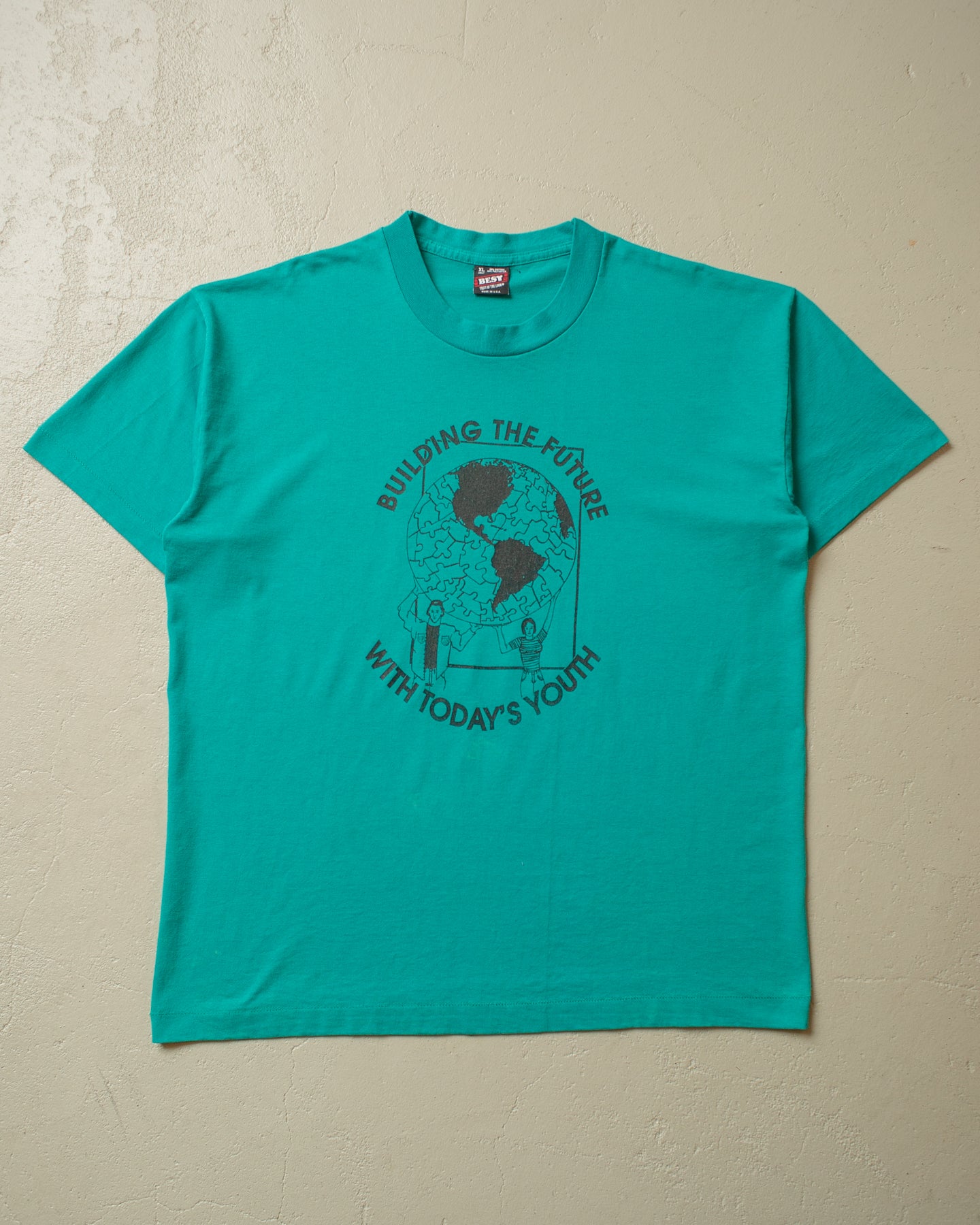 1990s Building the Future T-shirt turquoise - XL