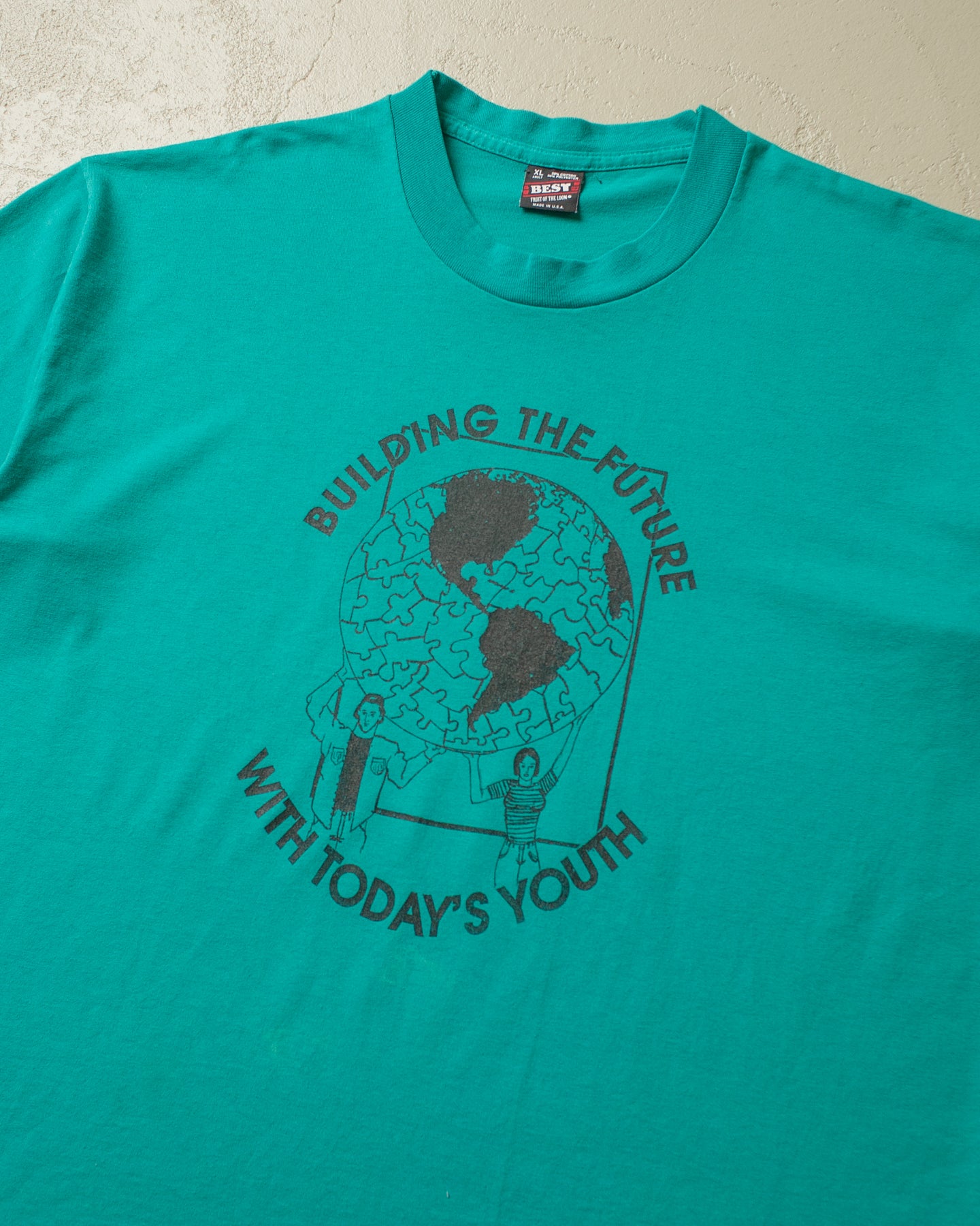 1990s Building the Future T-shirt turquoise - XL