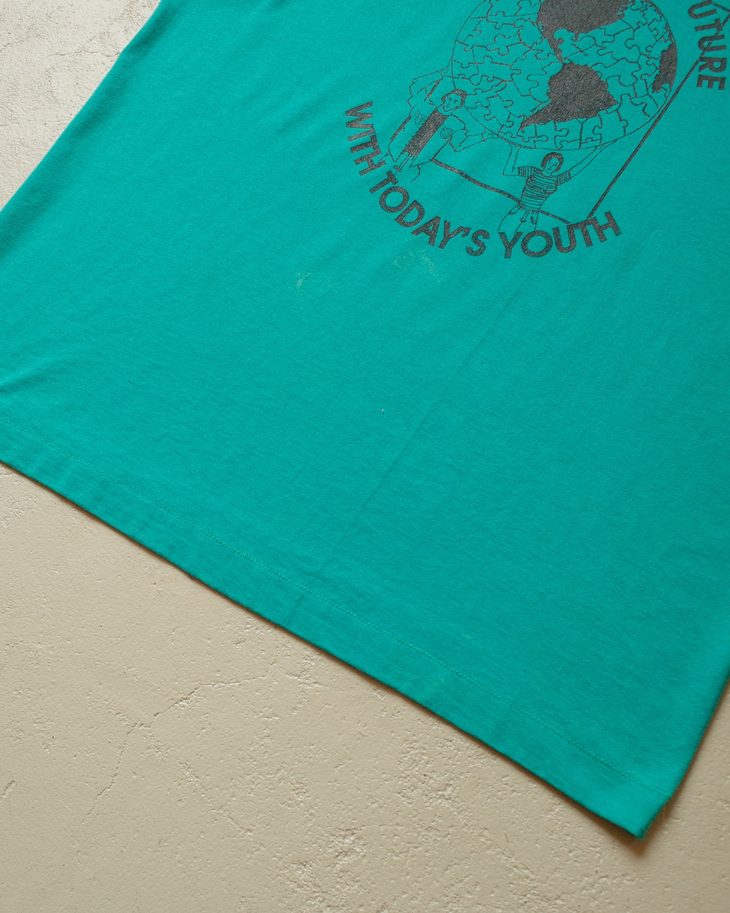 1990s Building the Future T-shirt turquoise - XL