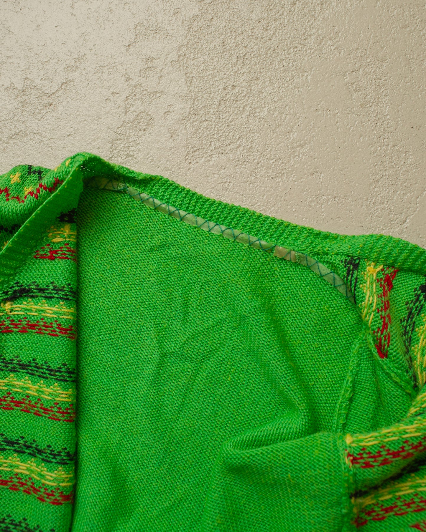 1950s Reproduction Womens Pattern Wool Knit Jacket green - XS