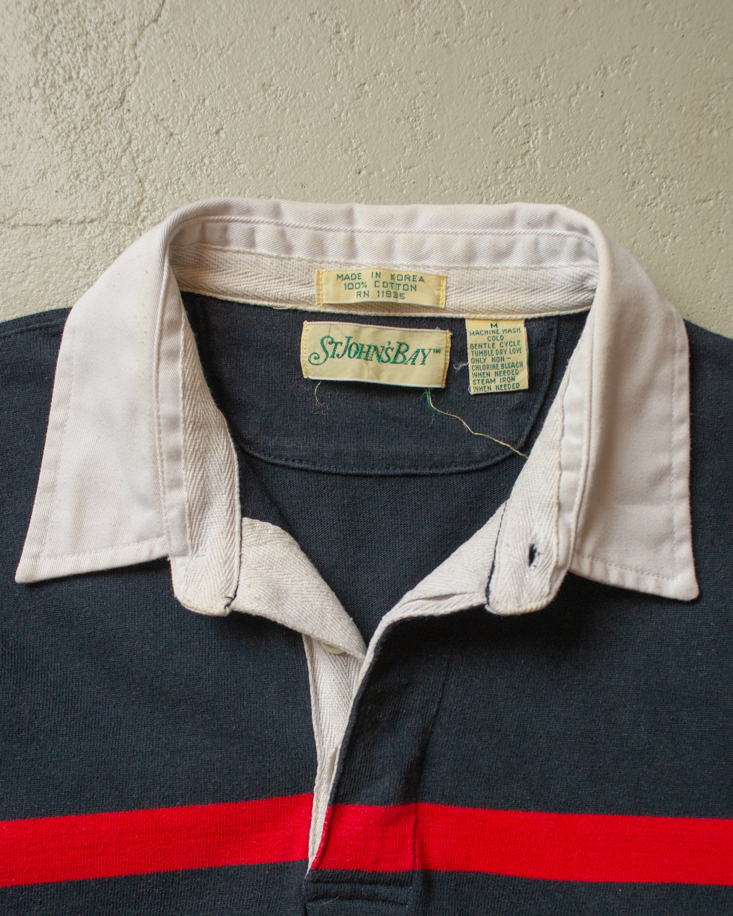 1980s St. Johns Bay striped Rugby Shirt navyblue - S/M