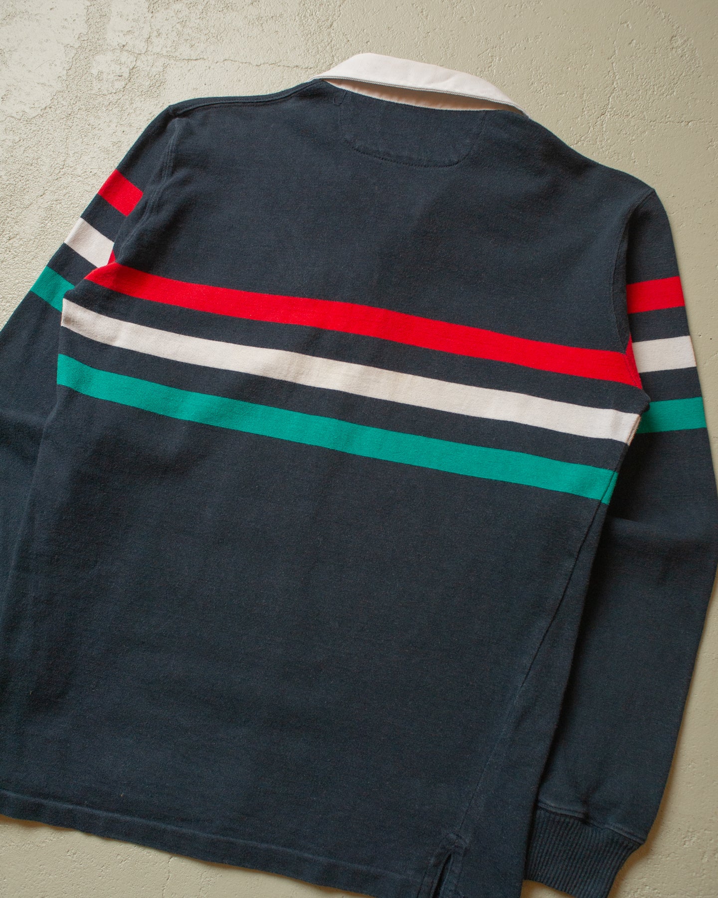 1980s St. Johns Bay striped Rugby Shirt navyblue - S/M