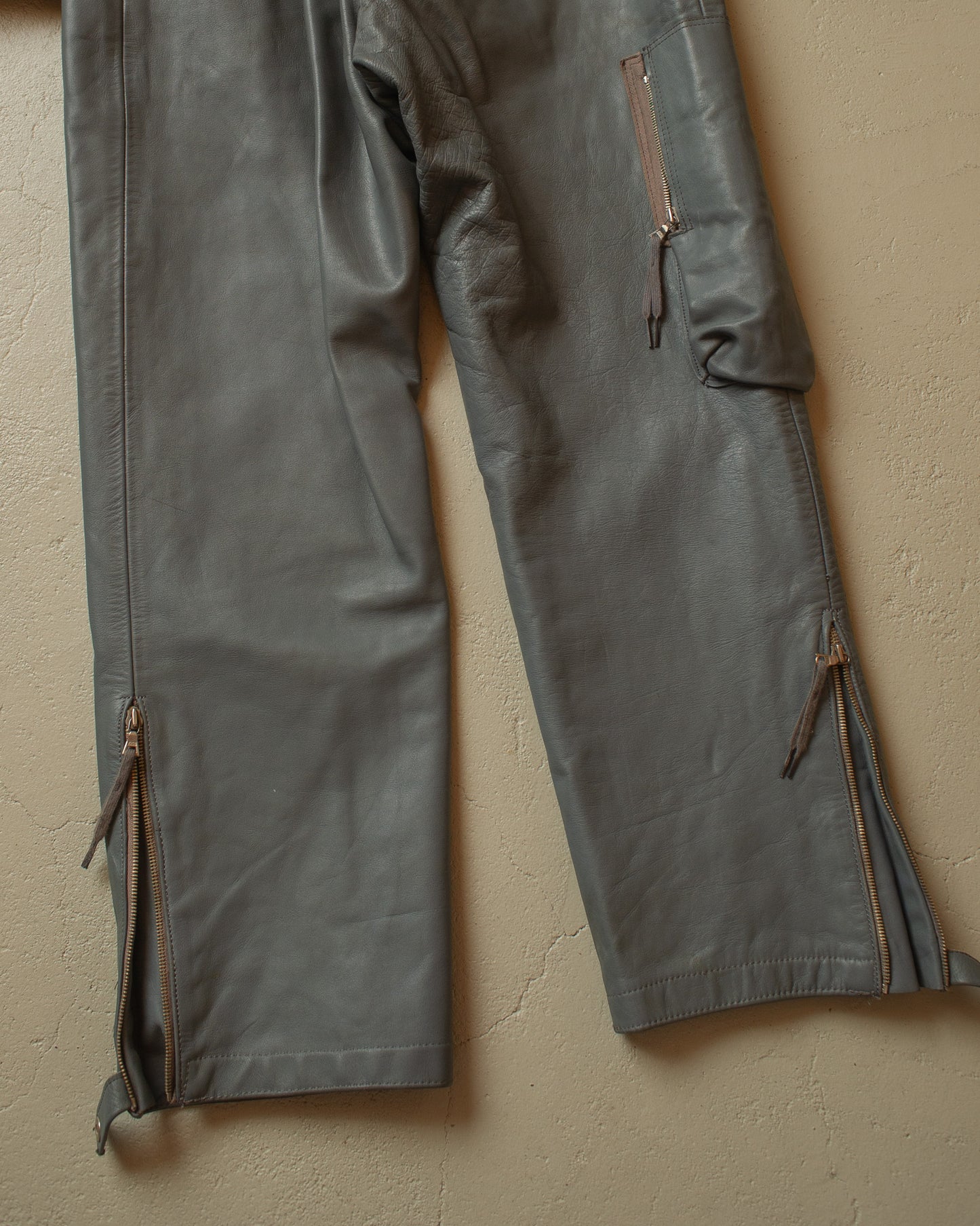 1970s German Leather Flight Coverall grey - S/M