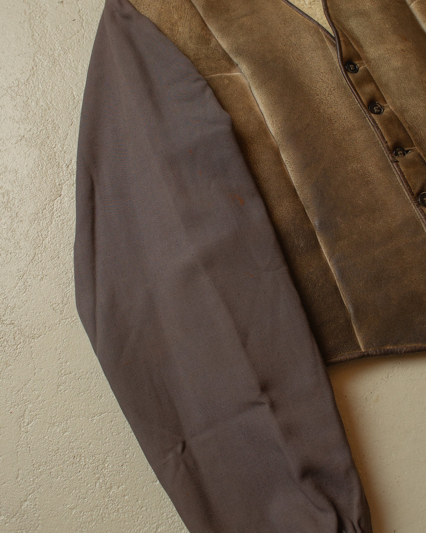 1950s sherpa lined cropped Leather/Cotton Jacket - S