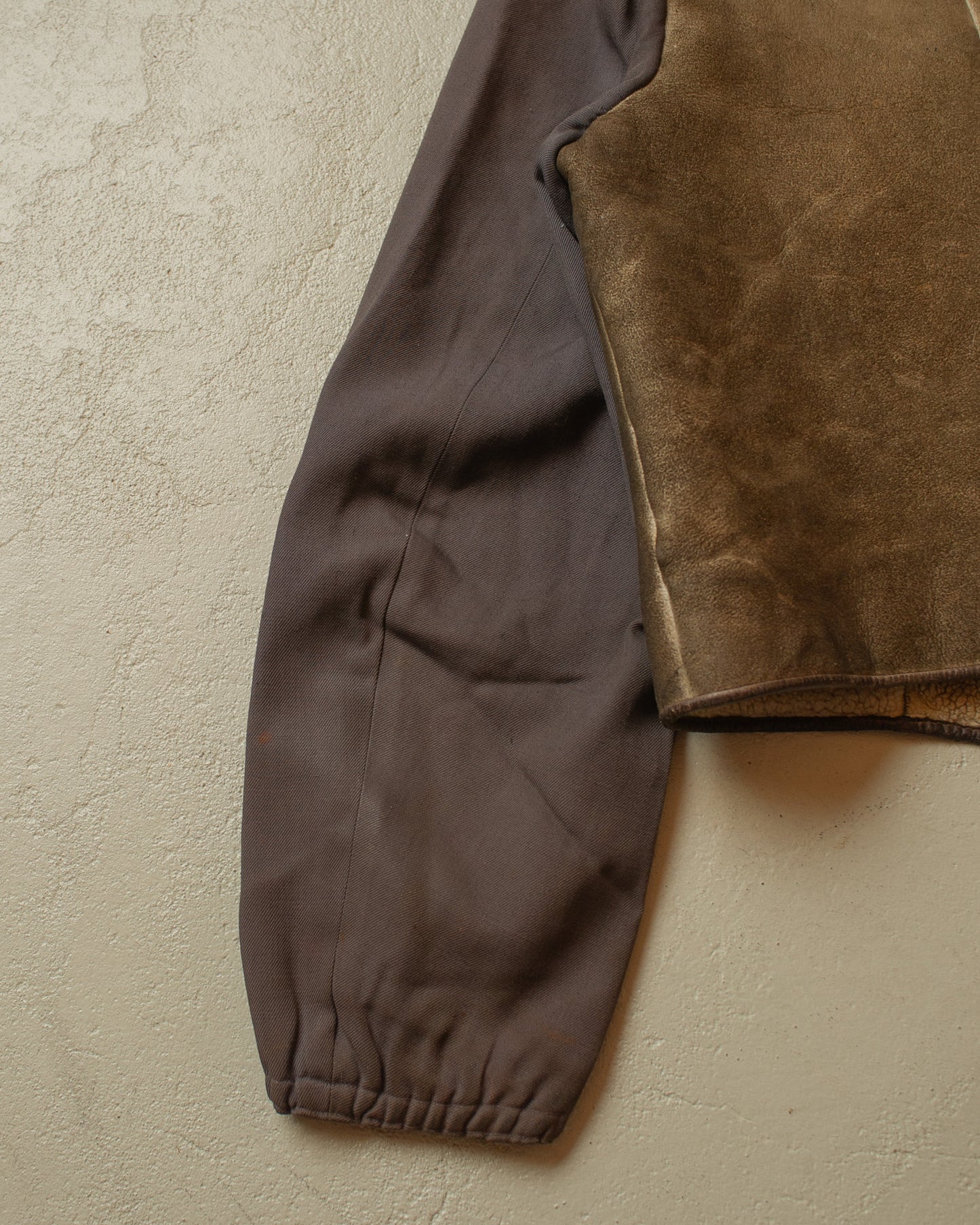 1950s sherpa lined cropped Leather/Cotton Jacket - S