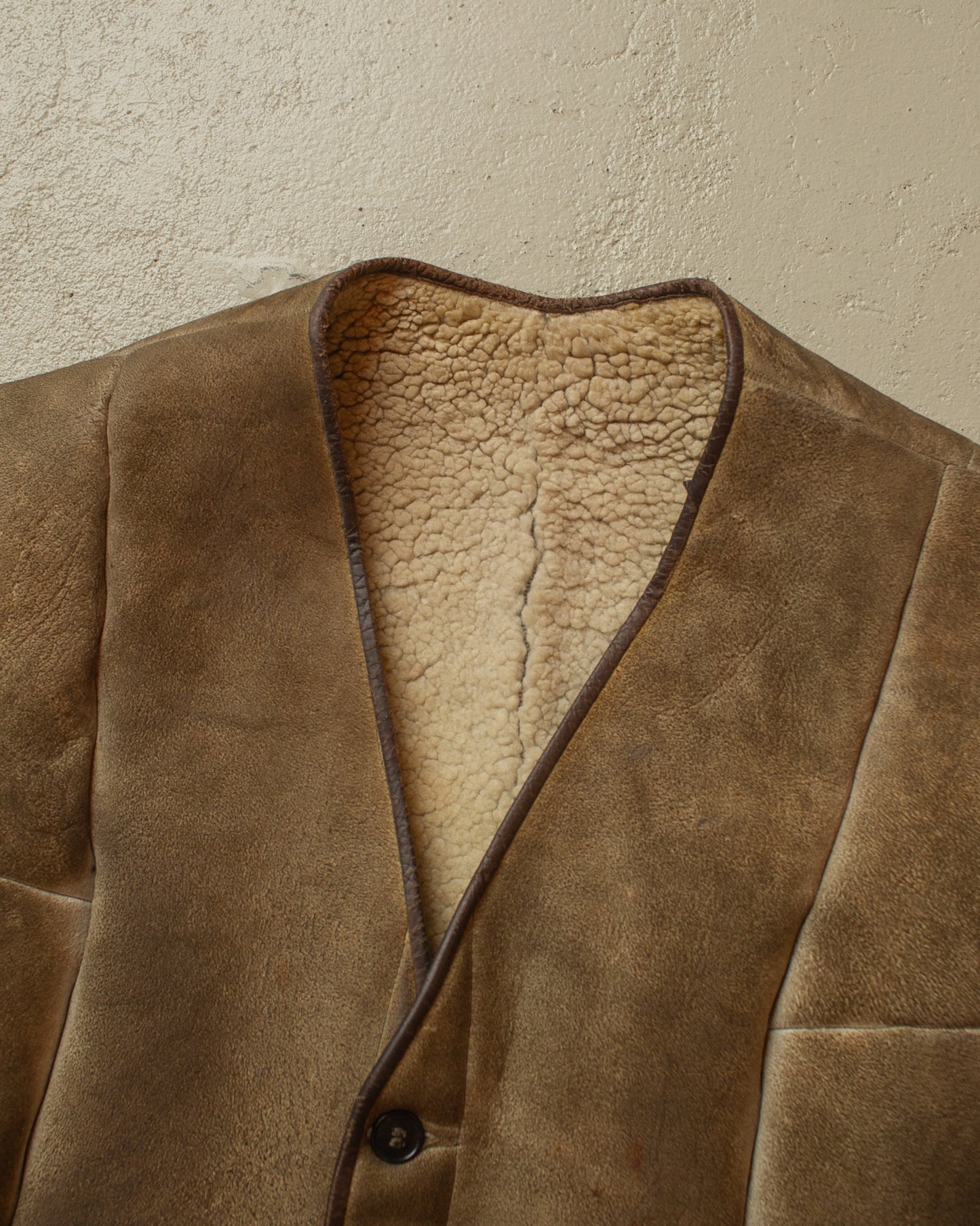 1950s sherpa lined cropped Leather/Cotton Jacket - S