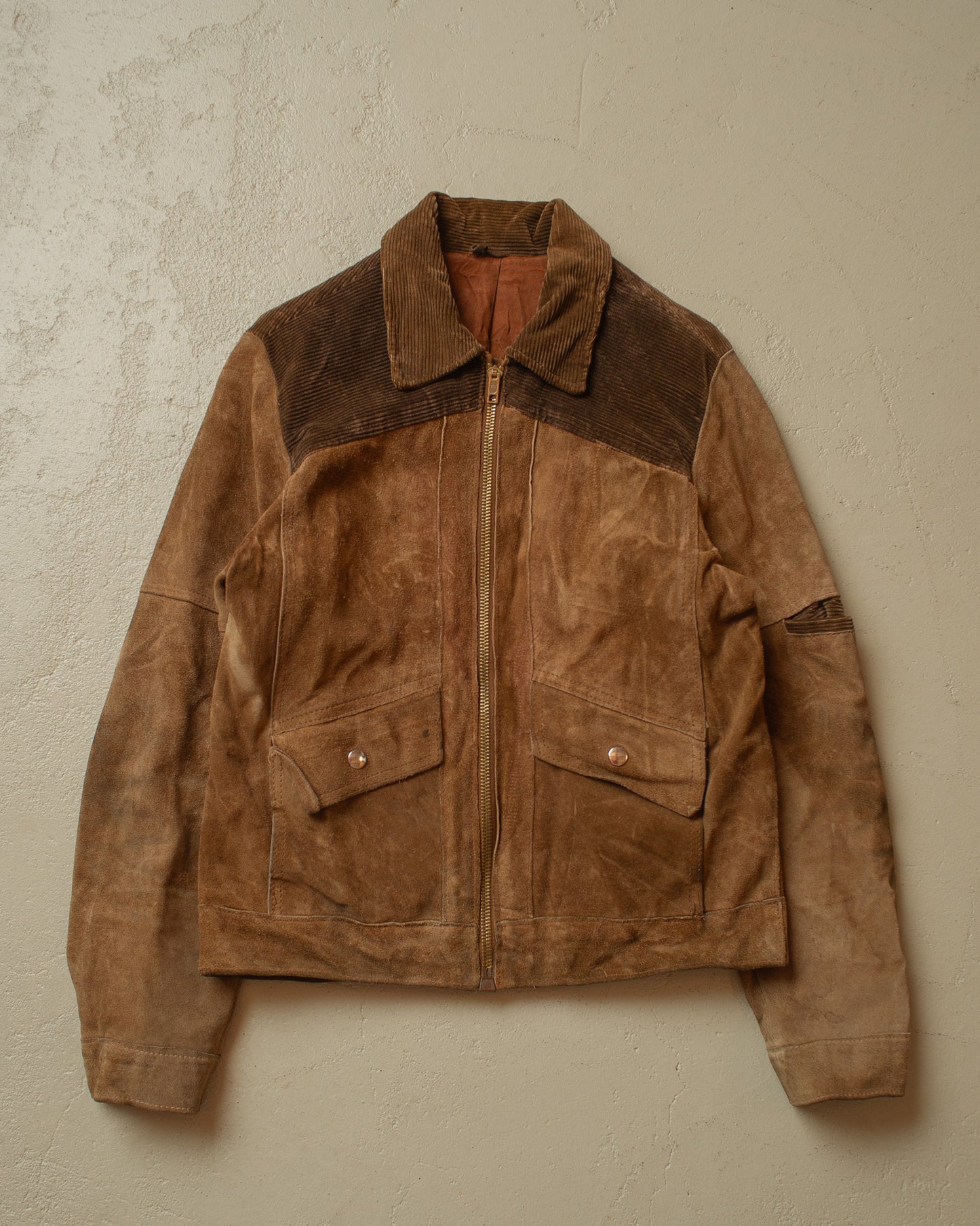 1970s German Suede Leather Jacket brown - S/M