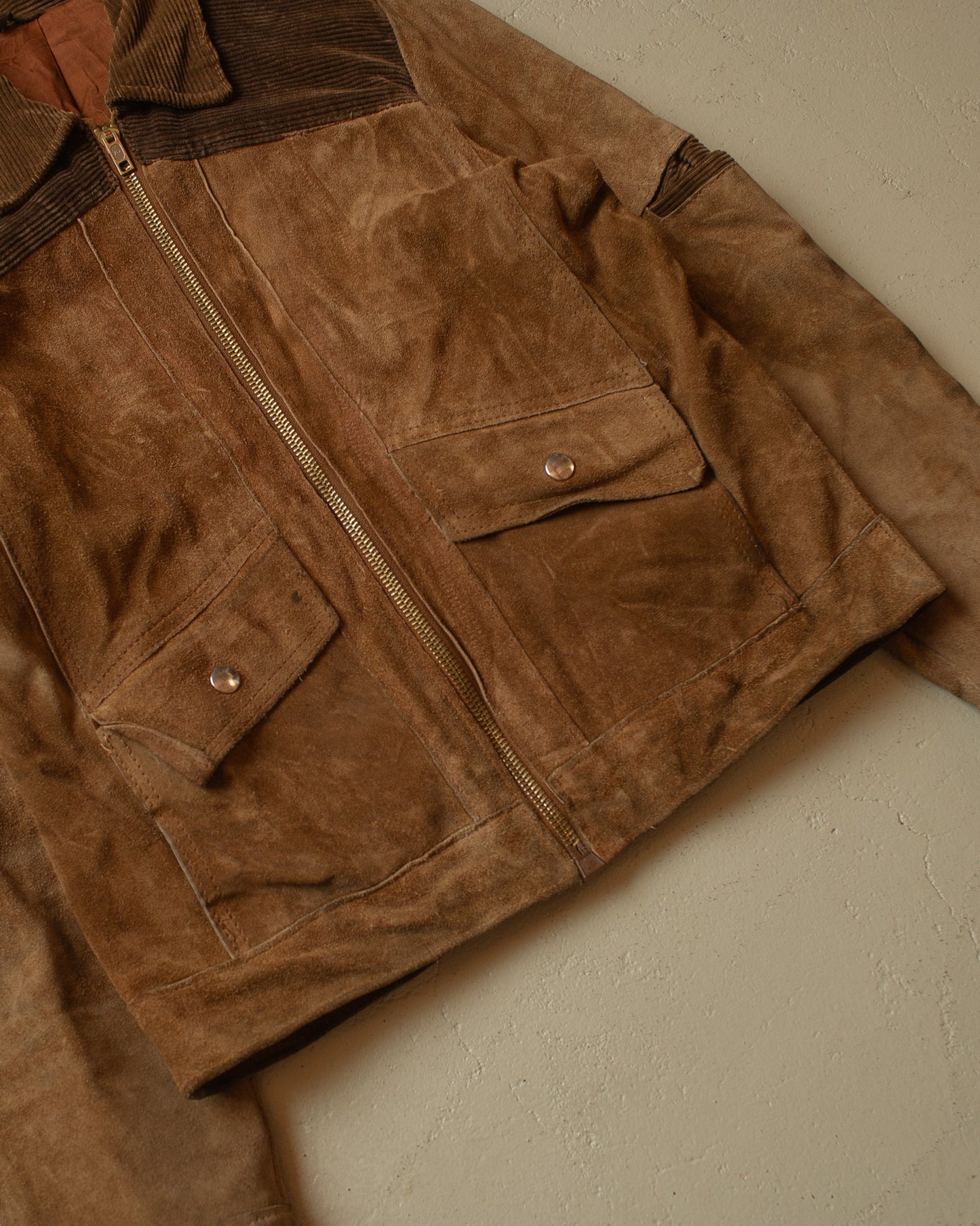 1970s German Suede Leather Jacket brown - S/M