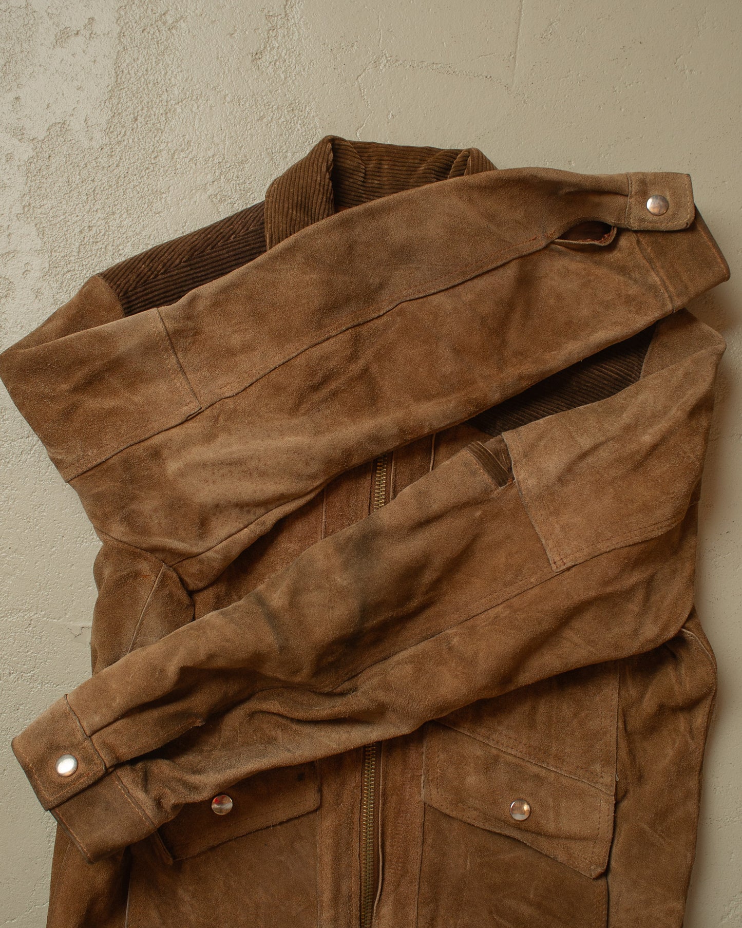 1970s German Suede Leather Jacket brown - S/M