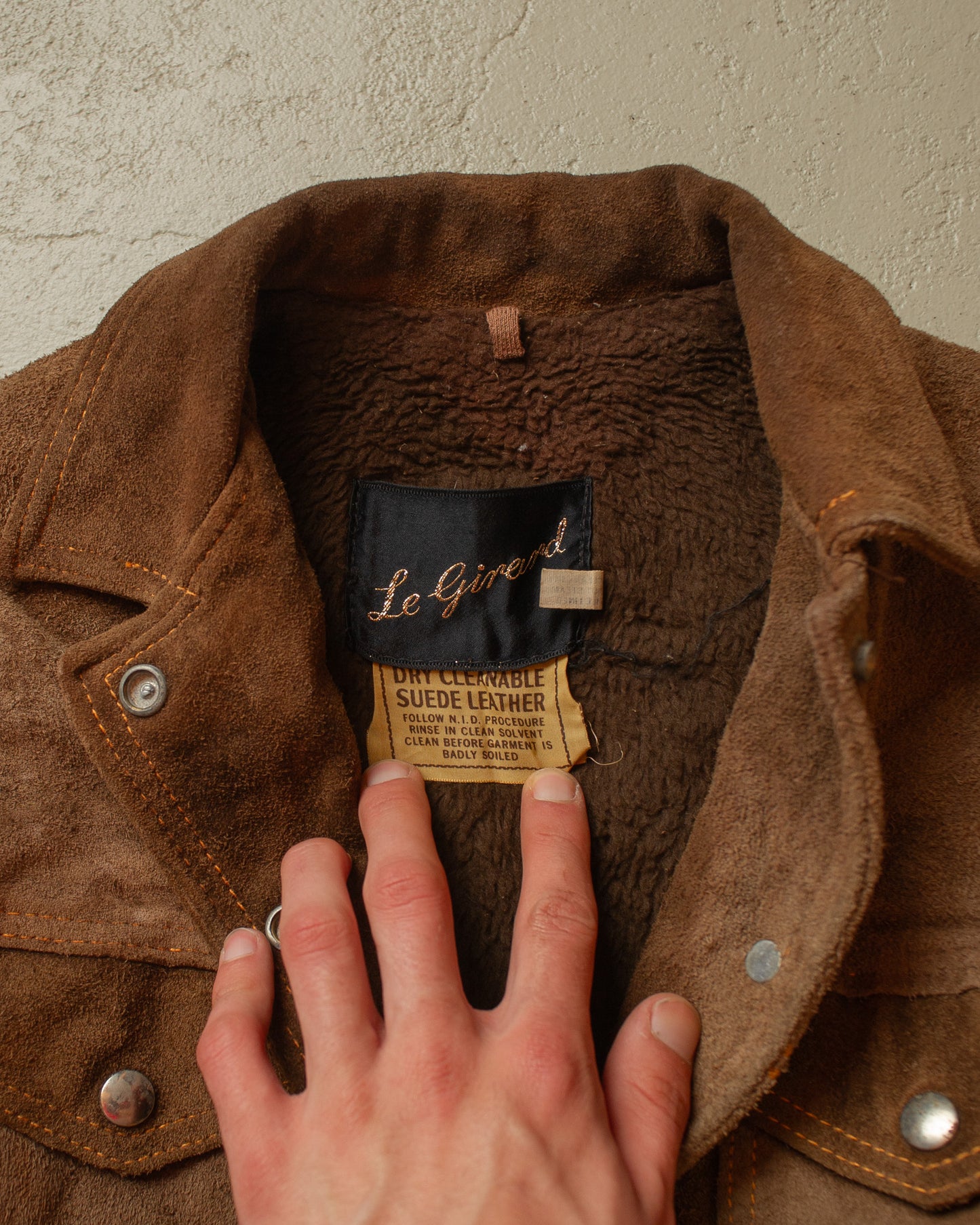 1960s Womens Le Girard Sherpa lined Suede Leather Jacket brown - XS/S