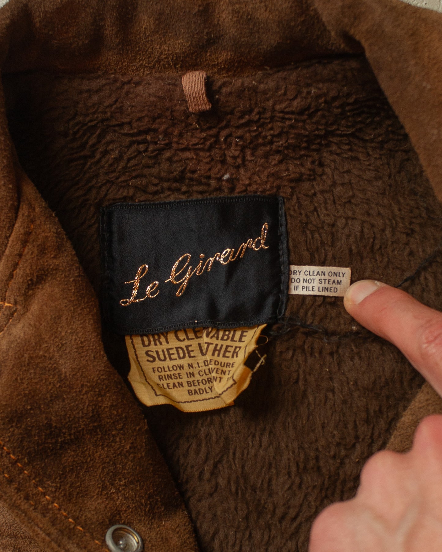 1960s Womens Le Girard Sherpa lined Suede Leather Jacket brown - XS/S