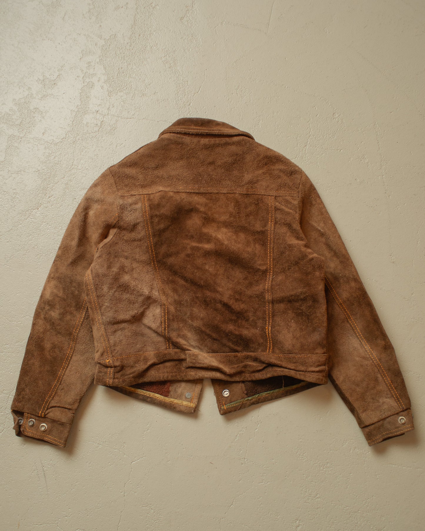 1960s Womens Le Girard Sherpa lined Suede Leather Jacket brown - XS/S