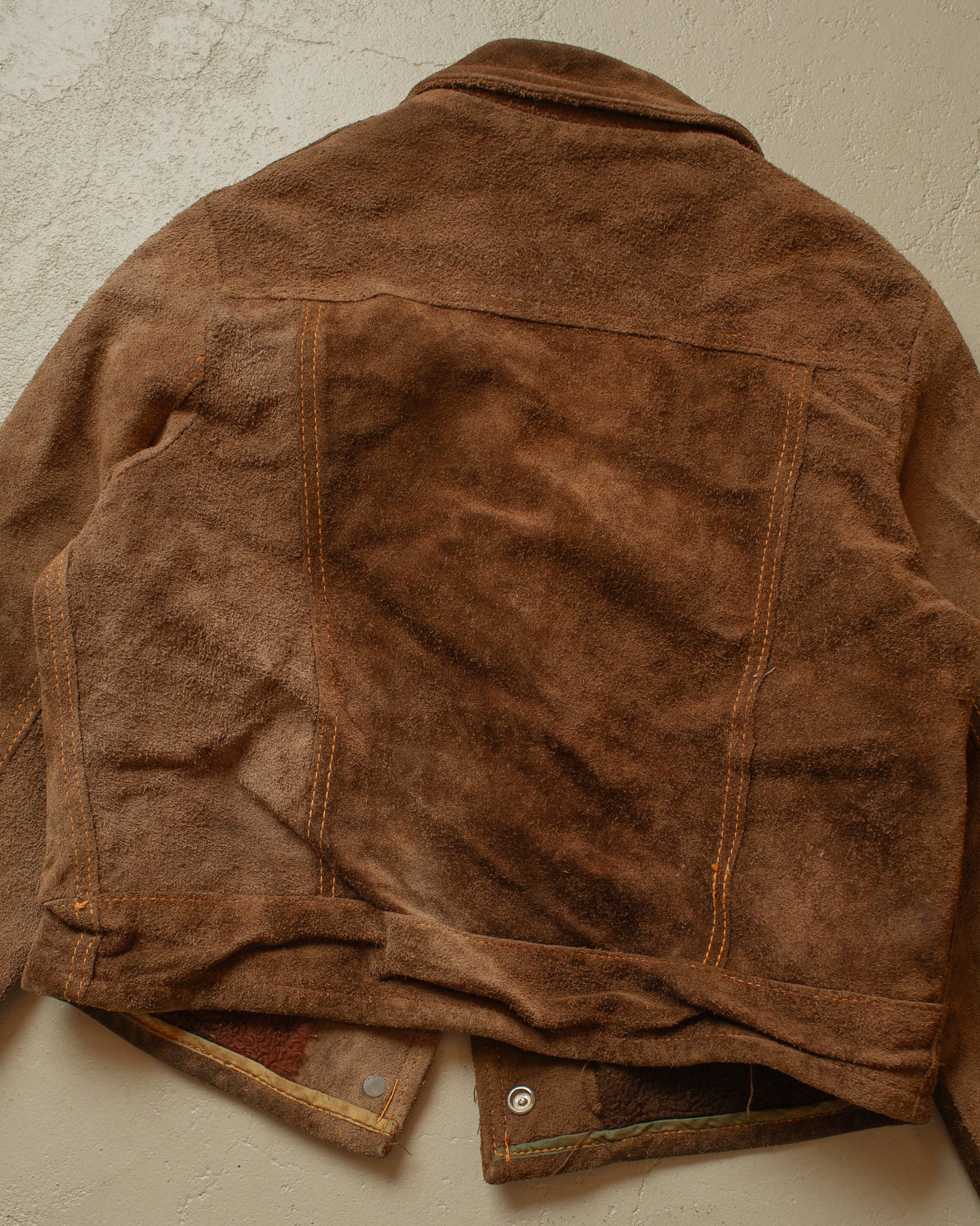 1960s Womens Le Girard Sherpa lined Suede Leather Jacket brown - XS/S